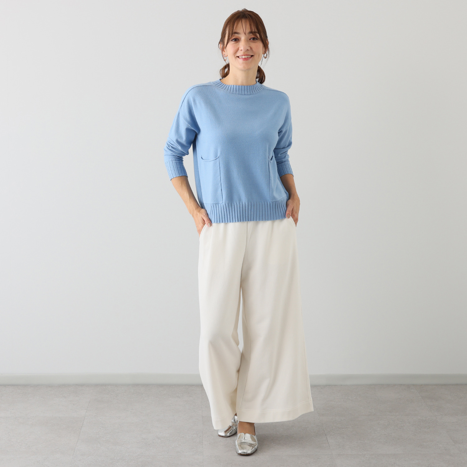 シャビージェンティール ポケット付 ニットプルオーバー