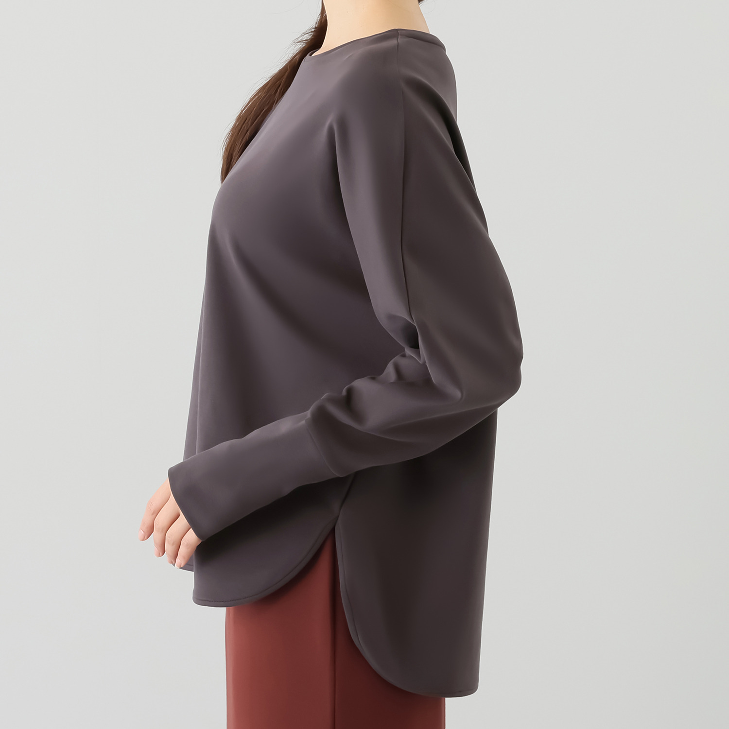 メリオン もっちり至高の着心地 スーピマコットン混 ゆったりフォルムの ドルマンスリーブ プルオーバー