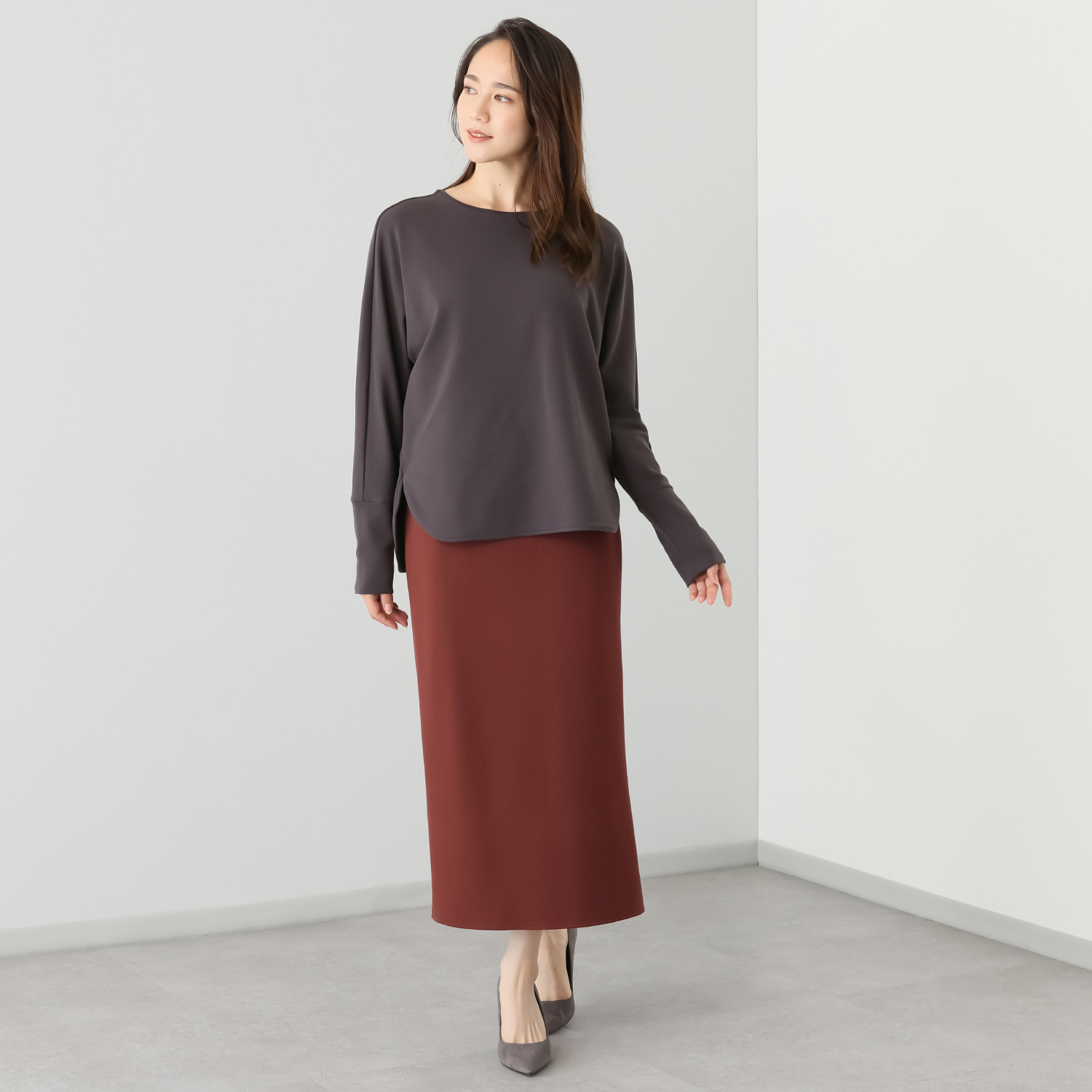 メリオン もっちり至高の着心地 スーピマコットン混 ゆったりフォルムの ドルマンスリーブ プルオーバー