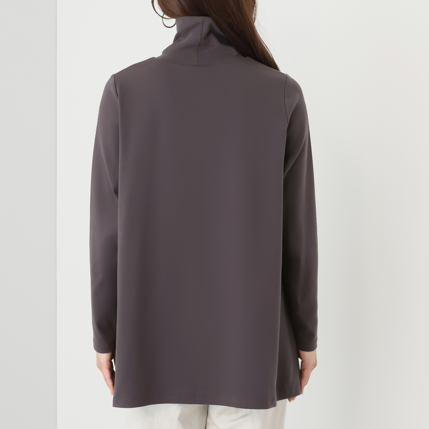 メリオン もっちり至高の着心地 スーピマコットン混 Ａラインシルエット ハイネックプルオーバー