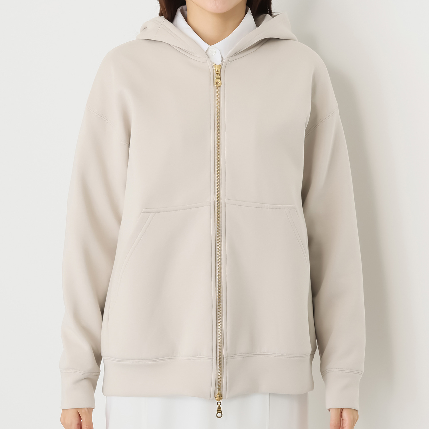 メリオン スーピマコットン混 今っぽいサイズ感で カジュアルすぎず 程良くきれい見えする 大人パーカー