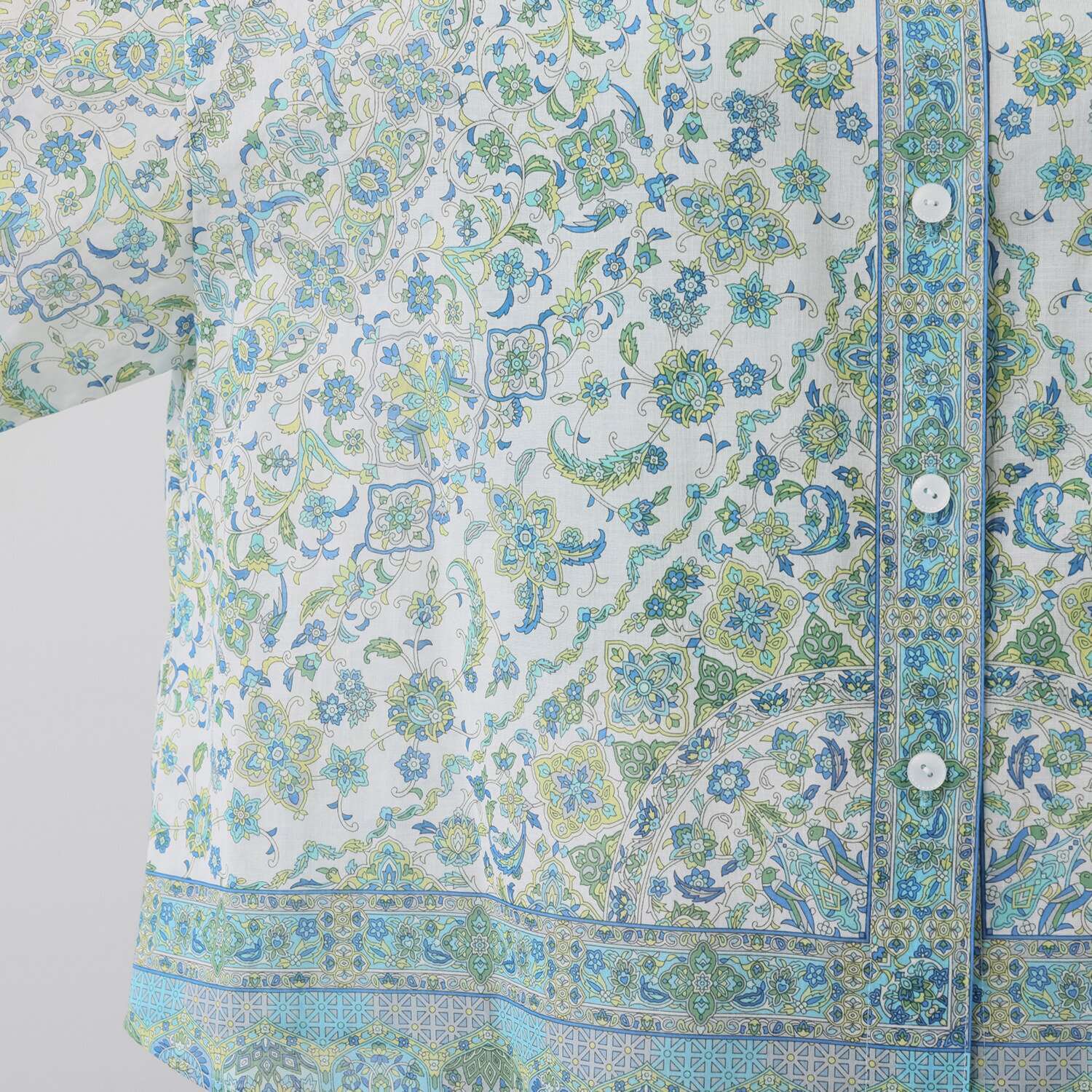 シルクロードクラブ コンスタンティノープル柄 袖山タック シャツブラウス