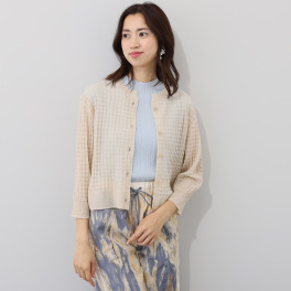 ミューリエ 大人スイートな涼やカーデ 麻混 シアーニットカーディガン