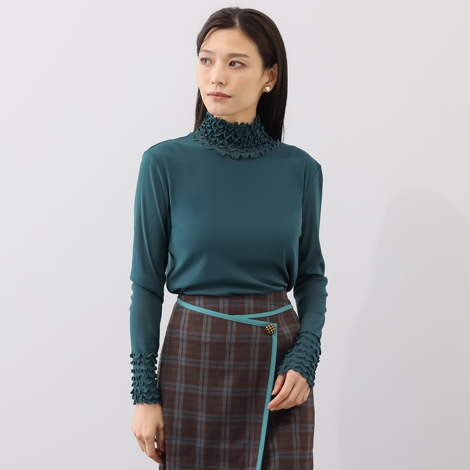 メッシュウィッシュ やわらか！　さらっと！ メッシュ素材！ ８段フリルプルオーバー