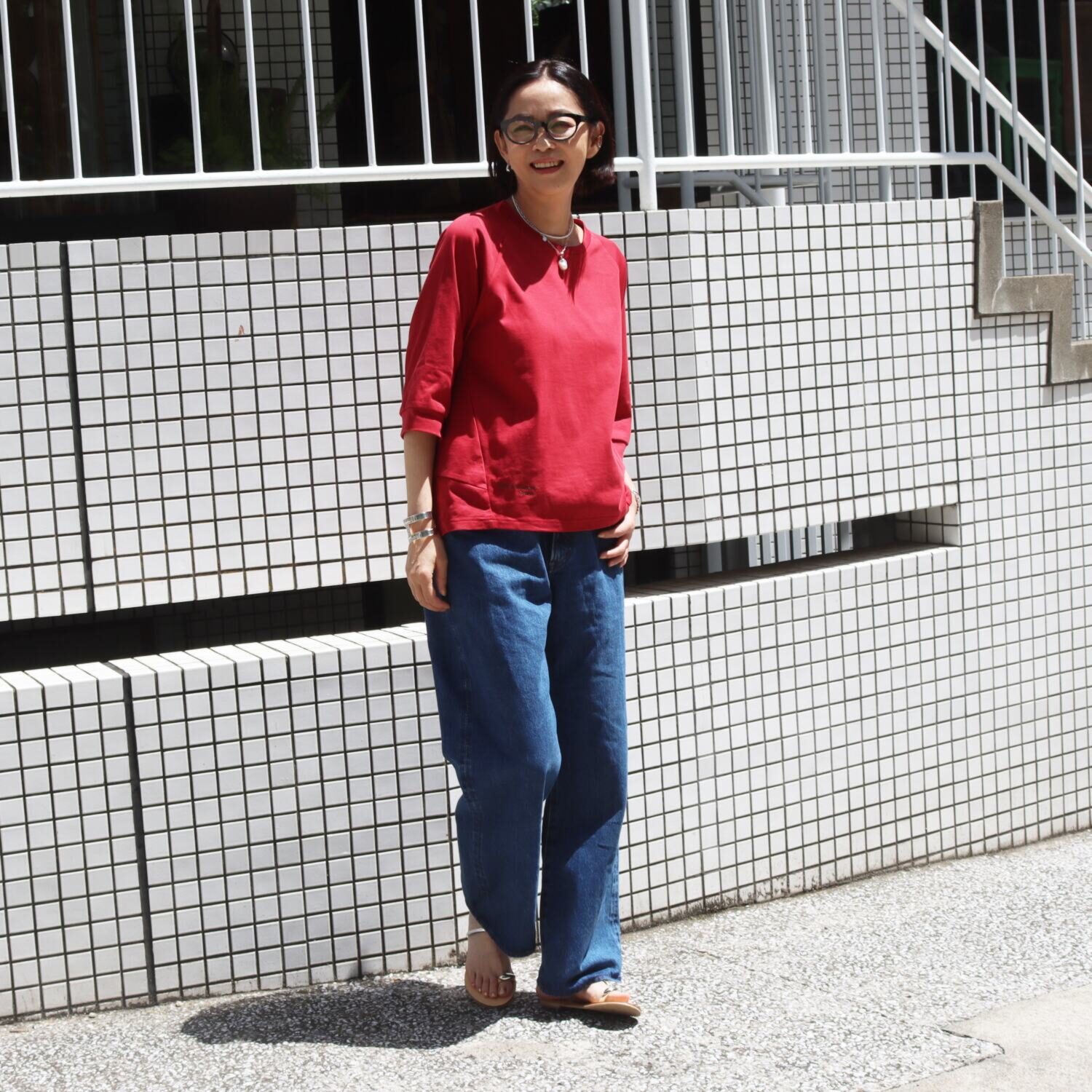 リラリー リラックスフォルム 刺しゅう入りＴシャツ