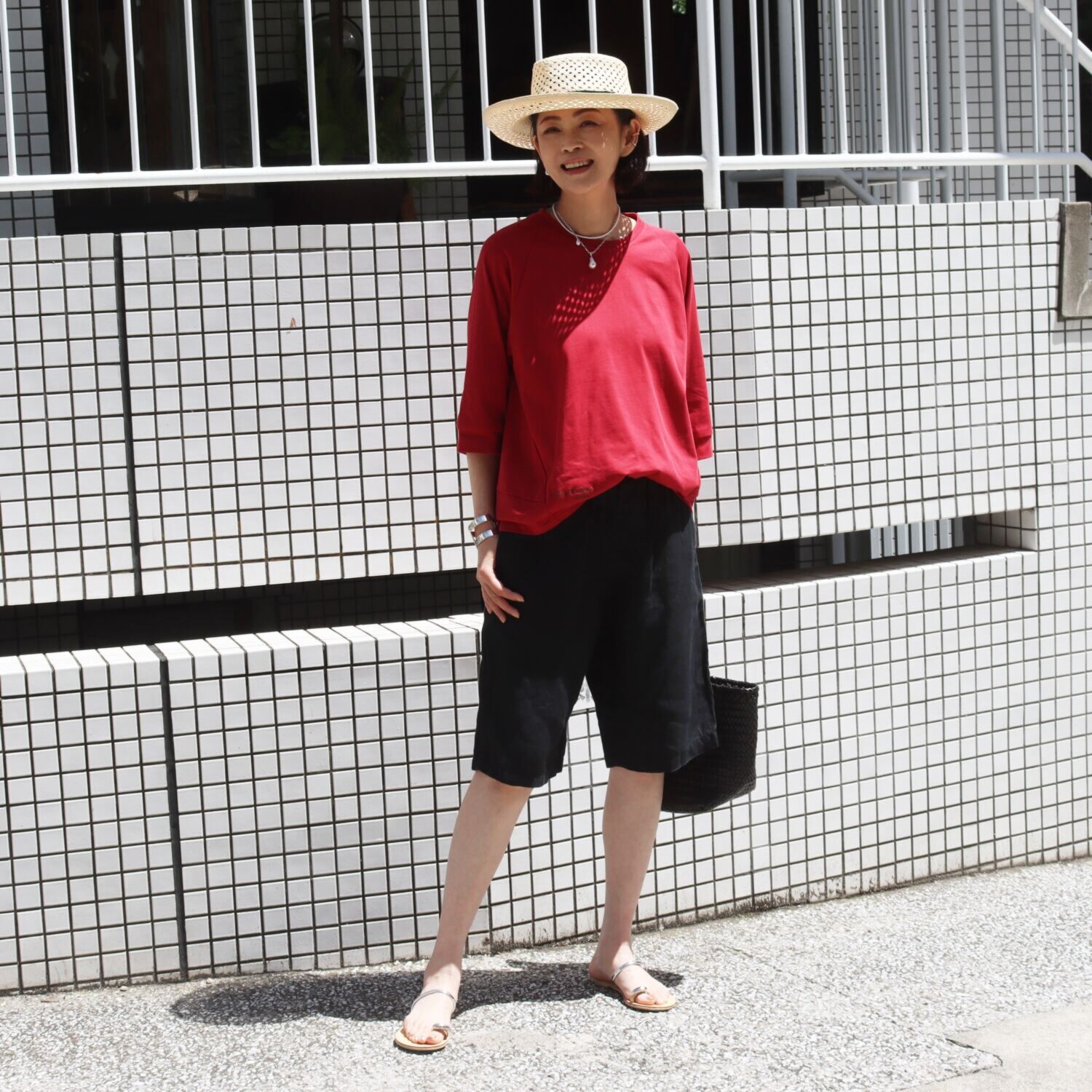 リラリー リラックスフォルム 刺しゅう入りＴシャツ