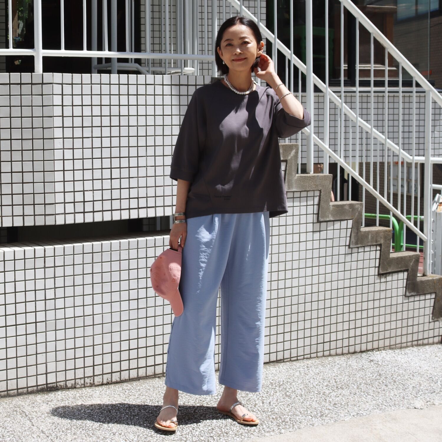 リラリー リラックスフォルム 刺しゅう入りＴシャツ