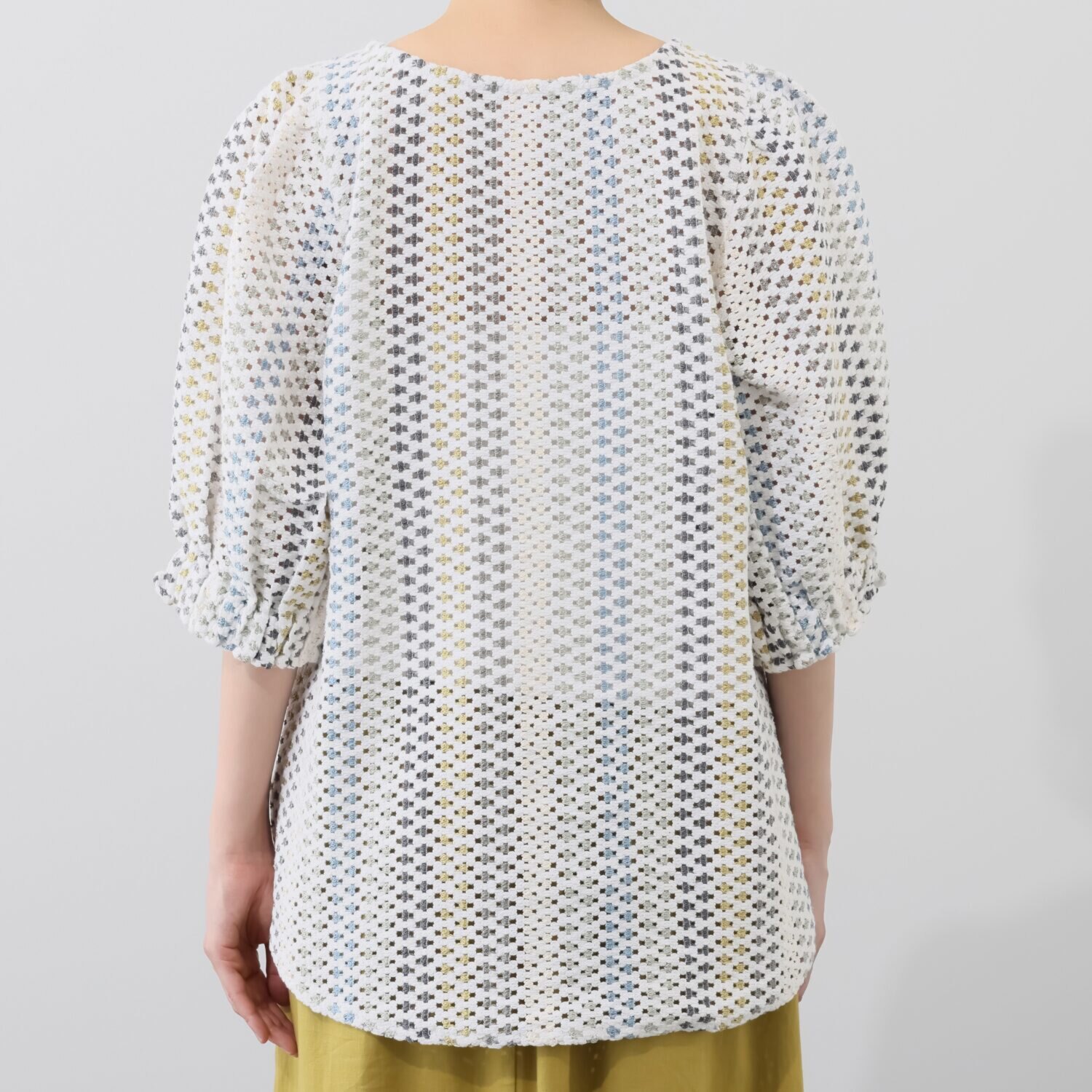 フェアリア　ビス ストライプ柄 レースプルオーバー