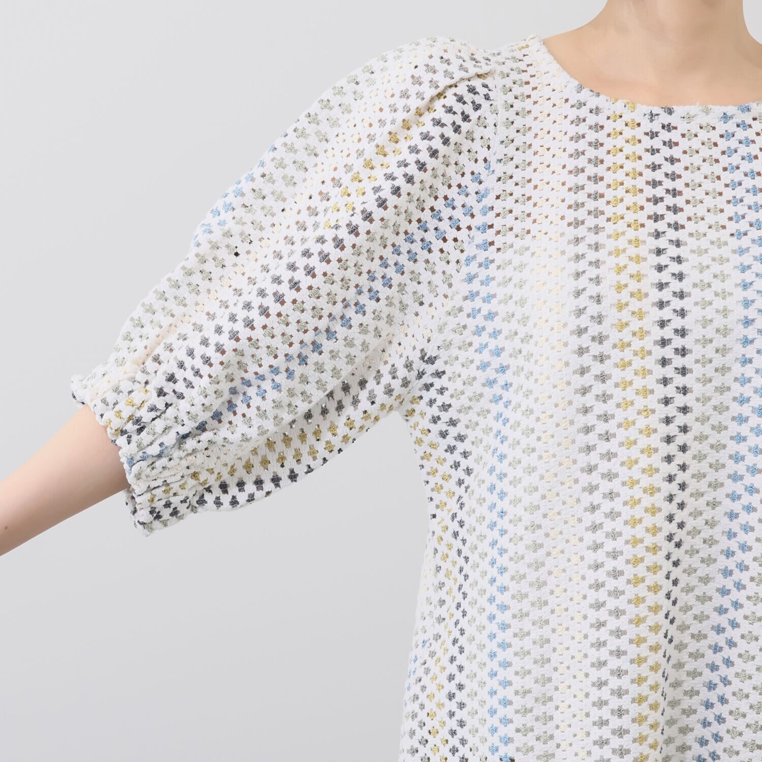 フェアリア　ビス ストライプ柄 レースプルオーバー