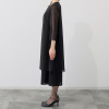 ニュイ ブラックフォーマル 洗濯機で洗える！ 前開きシフォンワンピース ＜ロング丈＞