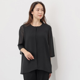 ニュイ ブラックフォーマル 洗濯機で洗える！ 前開きシフォンブラウス