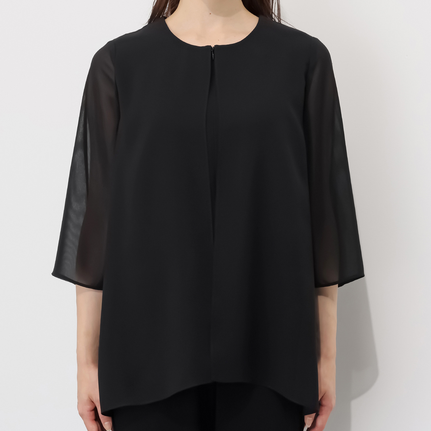 ニュイ ブラックフォーマル 洗濯機で洗える！ 前開きシフォンブラウス