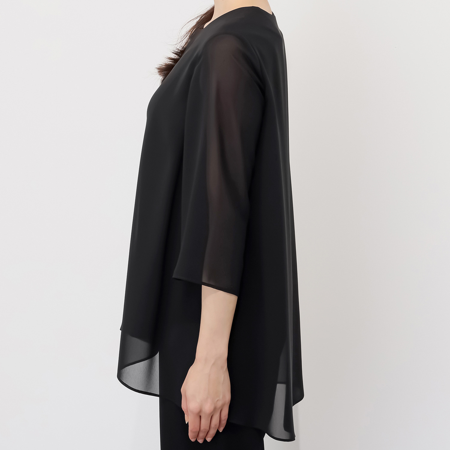 ニュイ ブラックフォーマル 洗濯機で洗える！ 前開きシフォンブラウス