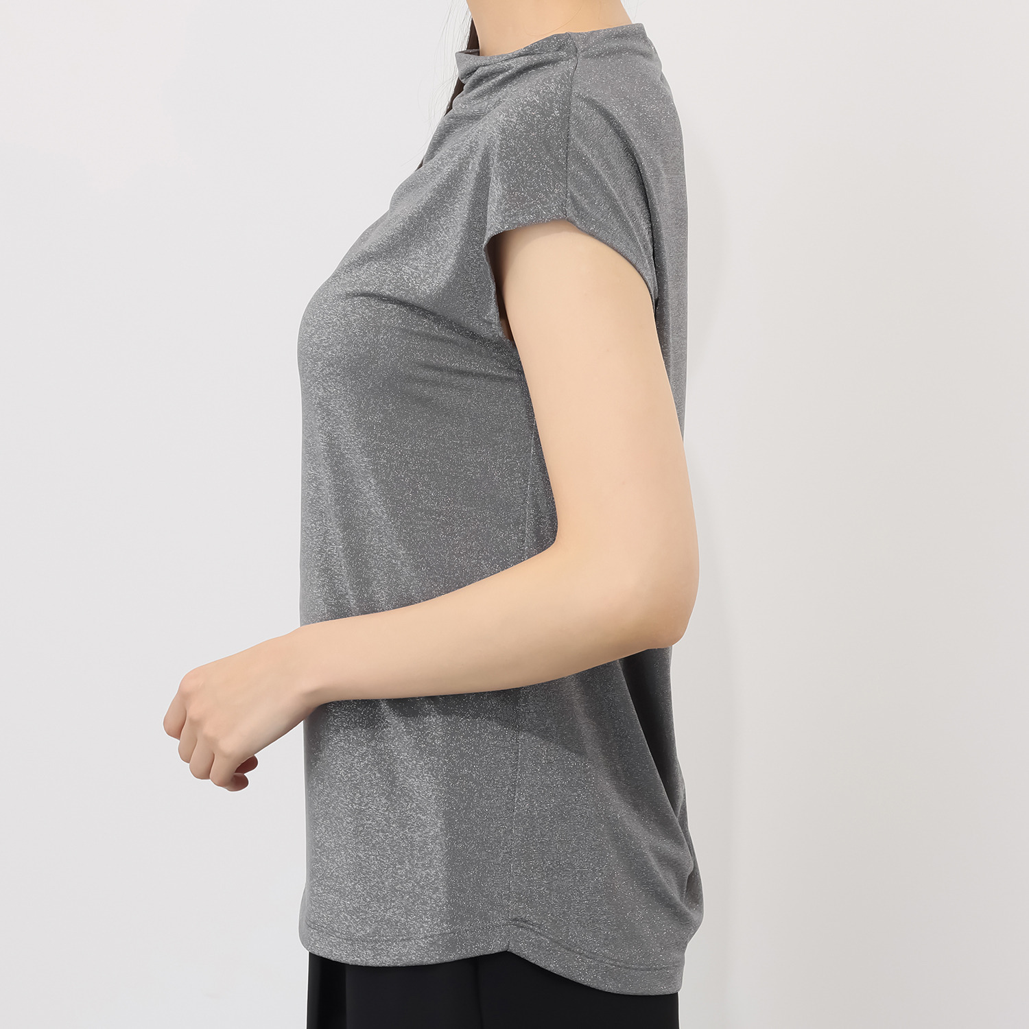 ベネディクション 接触冷感 ウォッシャブル シャイニーラメジャージー ドレープボトルネック プルオーバー