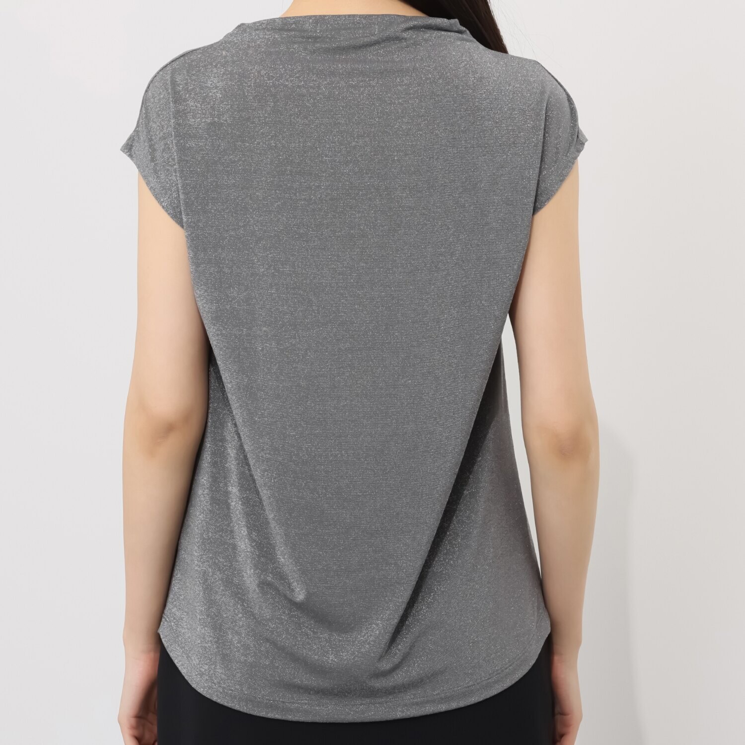 ベネディクション 接触冷感 ウォッシャブル シャイニーラメジャージー ドレープボトルネック プルオーバー