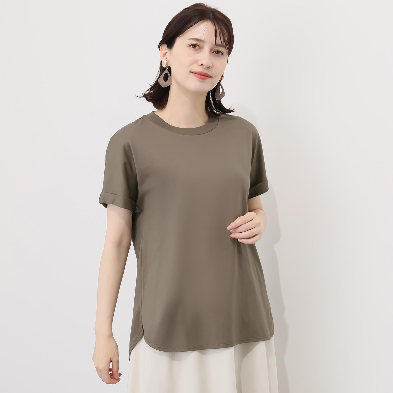 ルナリア 接触冷感・シルケット加工 ひやさらコットン ドルマン半袖Ｔシャツ