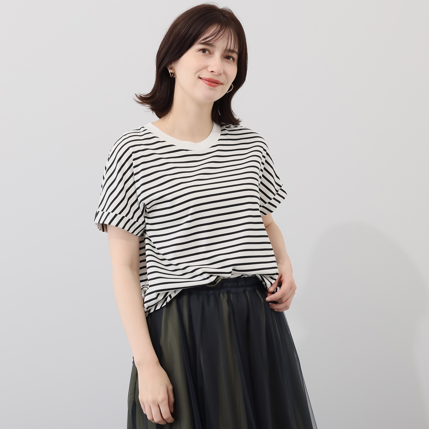 ルナリア 接触冷感・シルケット加工 ひやさらコットン ドルマン半袖Ｔシャツ