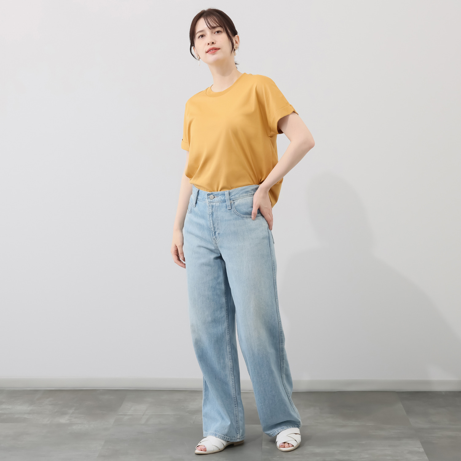 ルナリア 接触冷感・シルケット加工 ひやさらコットン ドルマン半袖Ｔシャツ