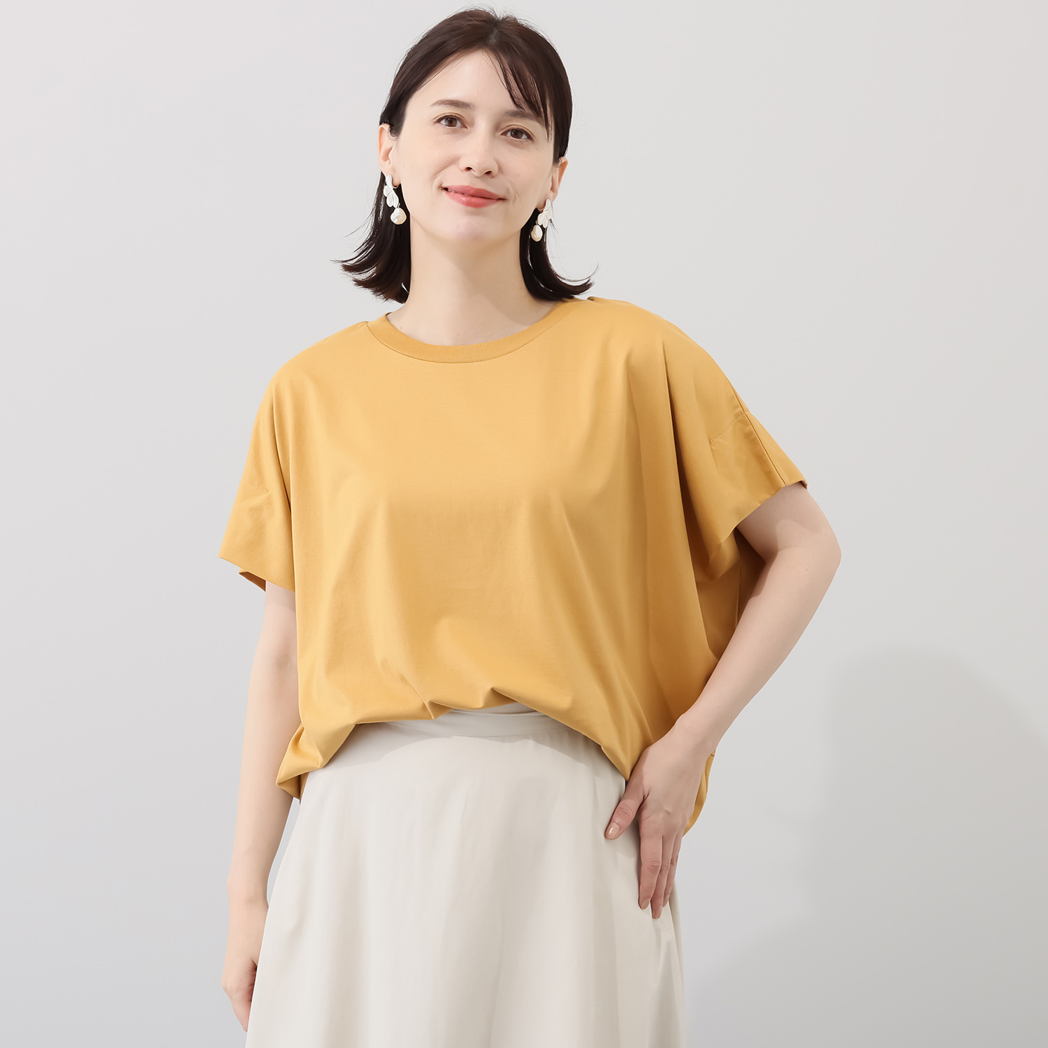 ルナリア 接触冷感・シルケット加工 ひやさらコットン ドルマンスリーブ ３Ｄプルオーバー