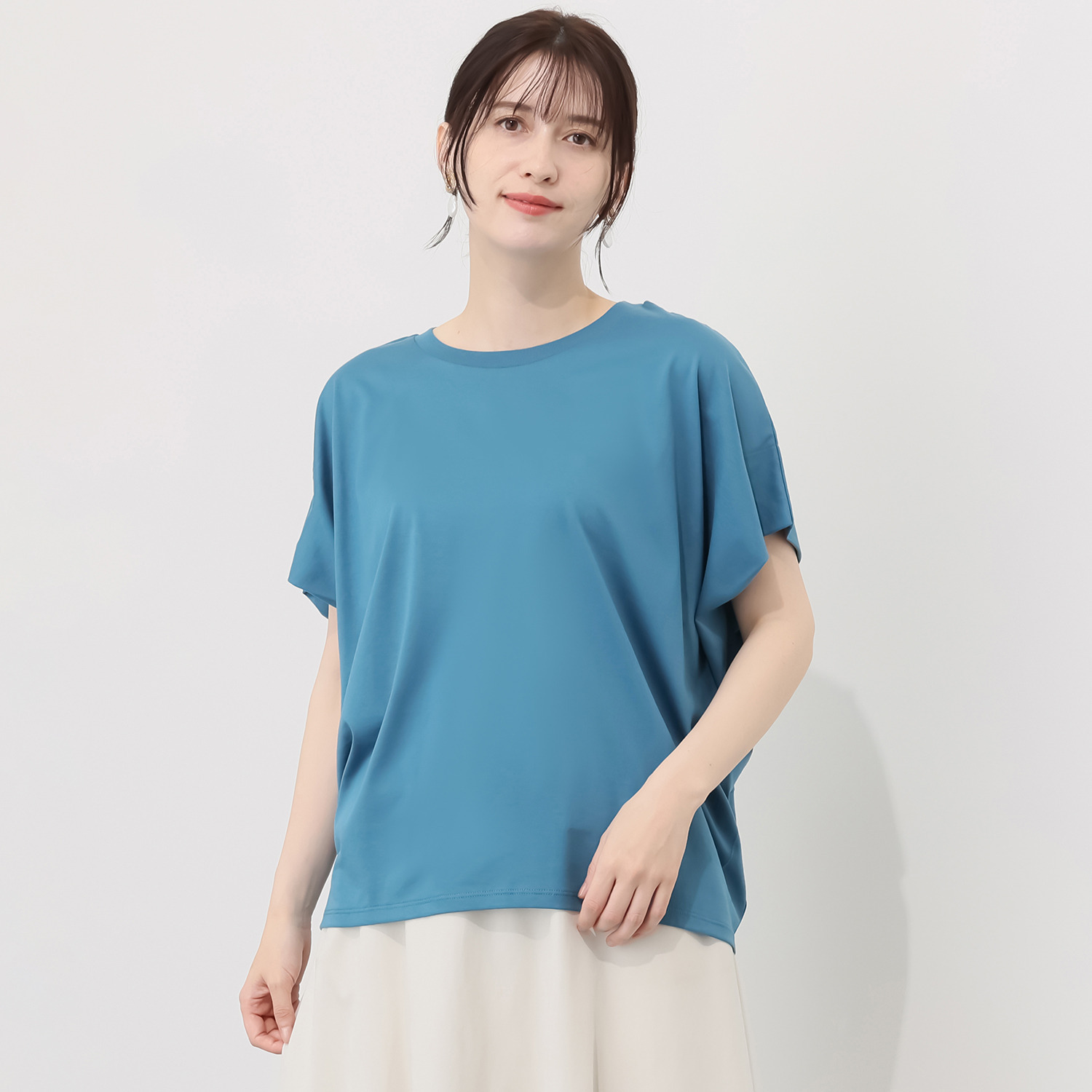 ルナリア 接触冷感・シルケット加工 ひやさらコットン ドルマンスリーブ ３Ｄプルオーバー