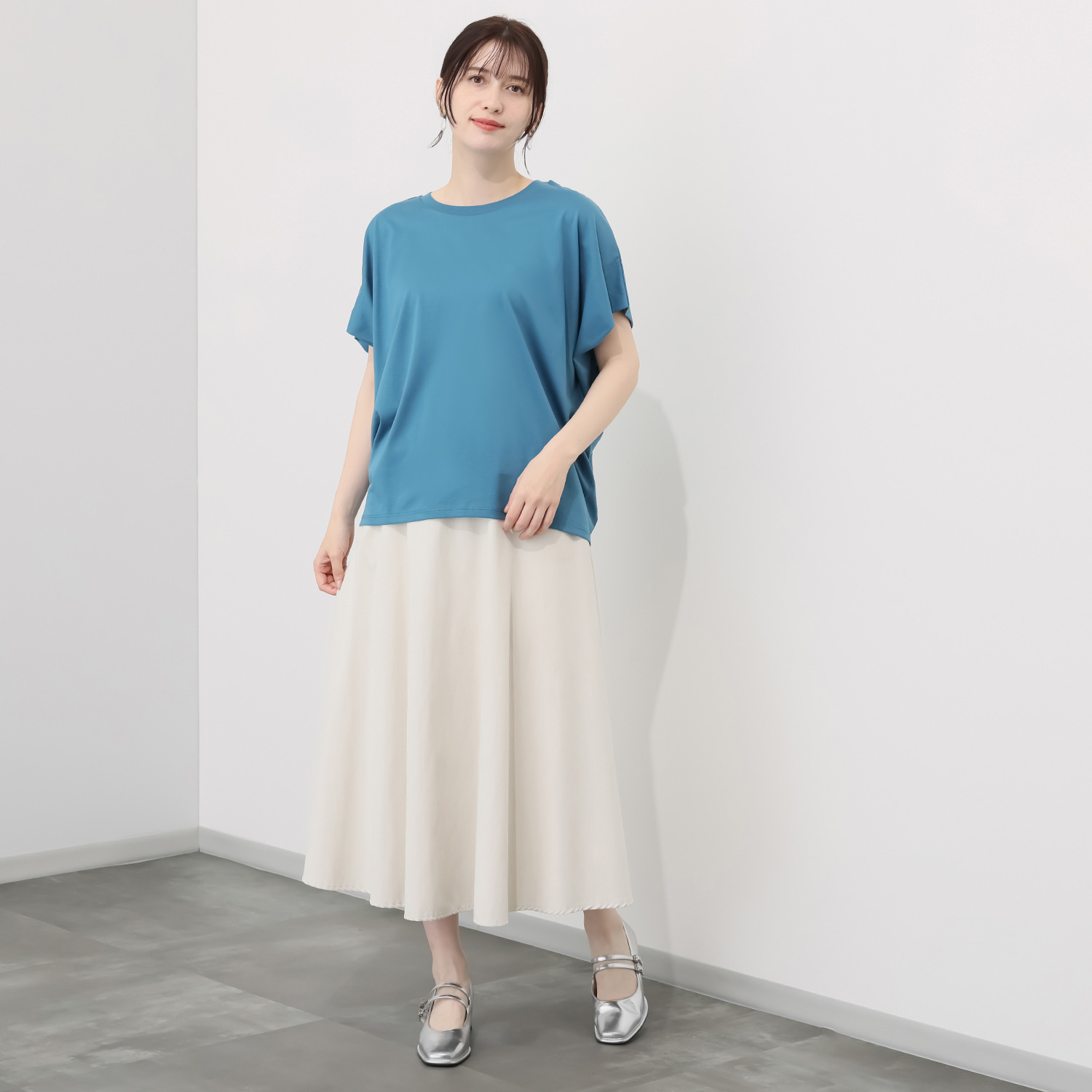 ルナリア 接触冷感・シルケット加工 ひやさらコットン ドルマンスリーブ ３Ｄプルオーバー