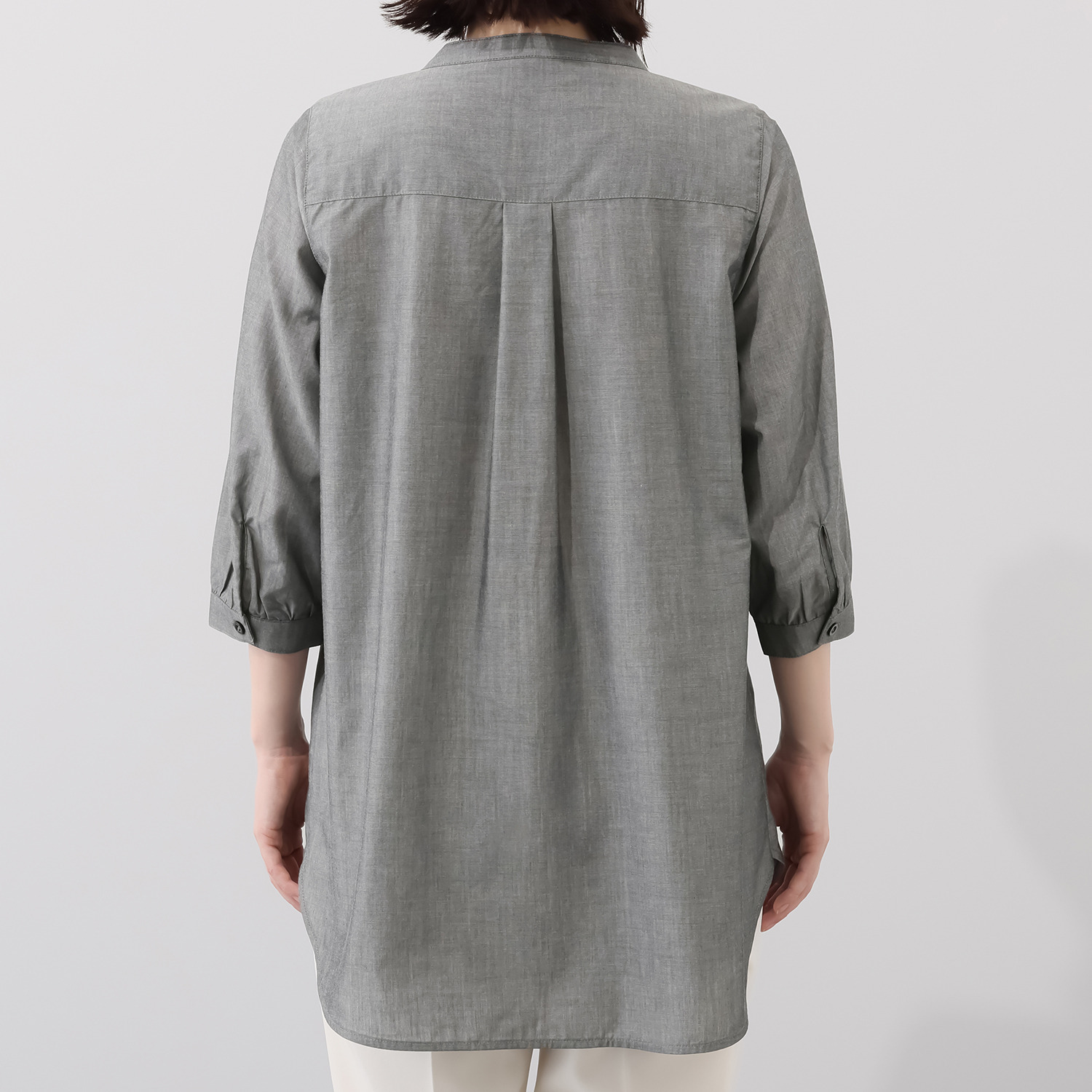 ルナリア 接触冷感・ＤＲＹ ひやさらコットン混 フリルタック シャツチュニック