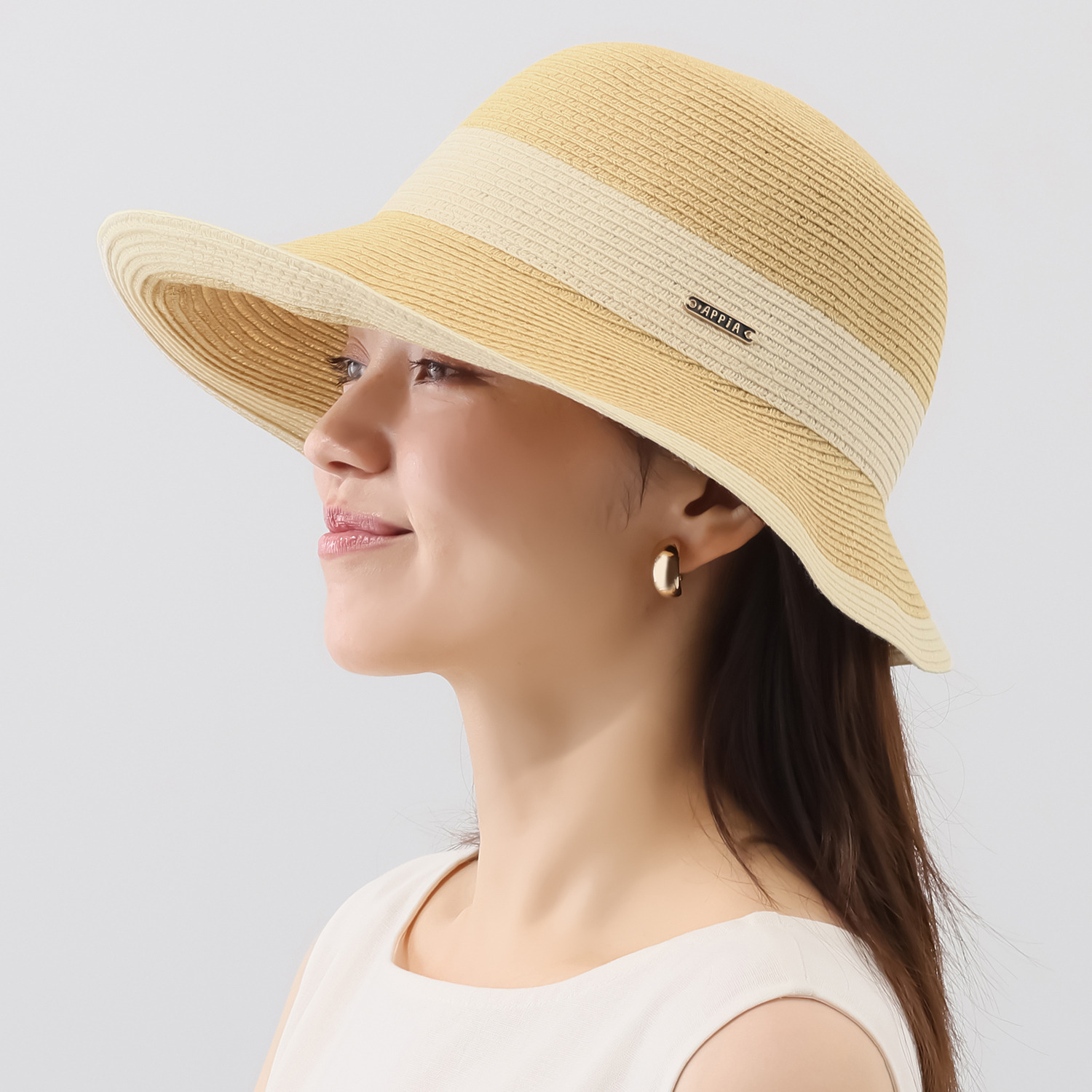 アッピア 洗える涼やかブレード あごひも付ハット＆ トートバッグの２点セット