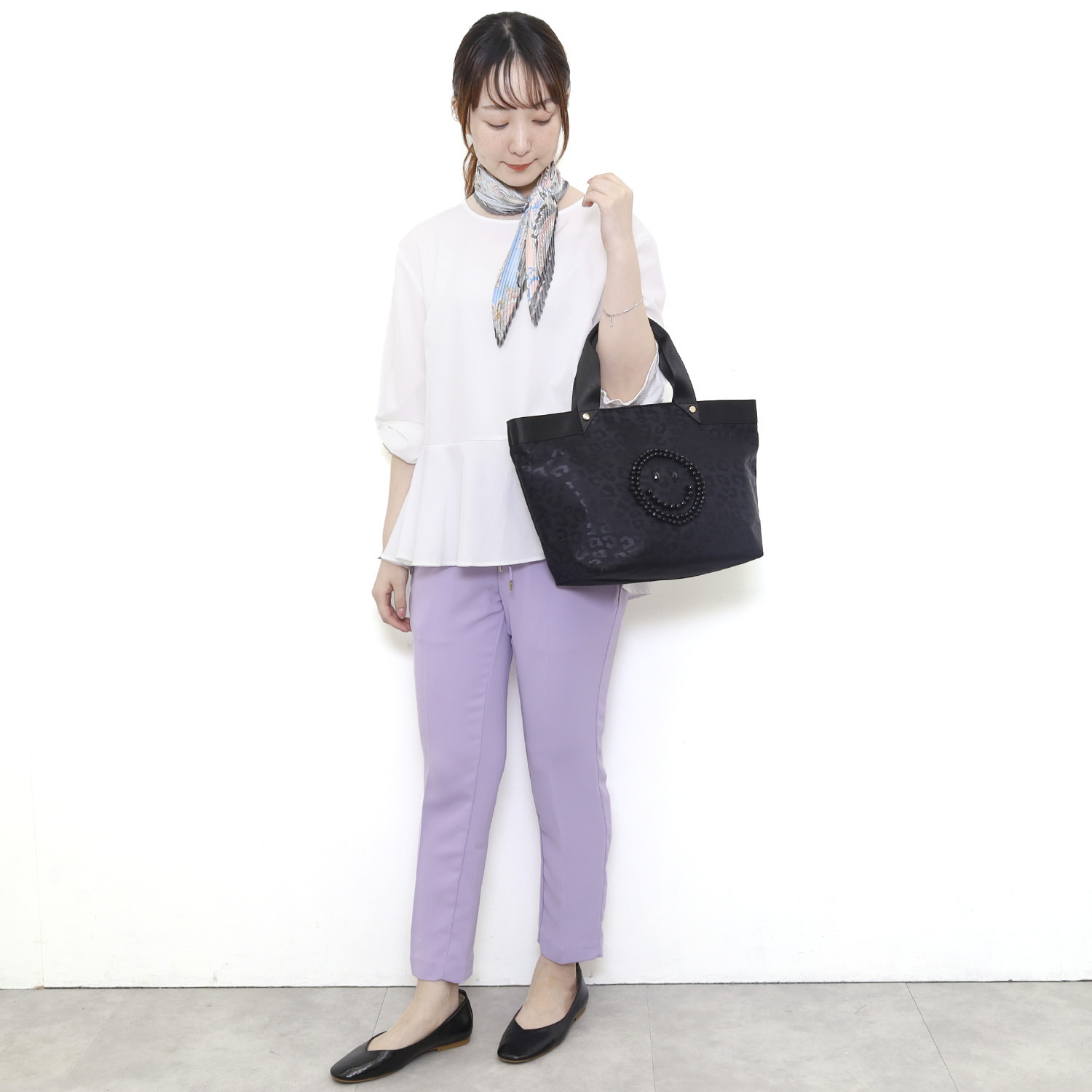 クーコ スマイリーフェイス キラキラデコ トートバッグ