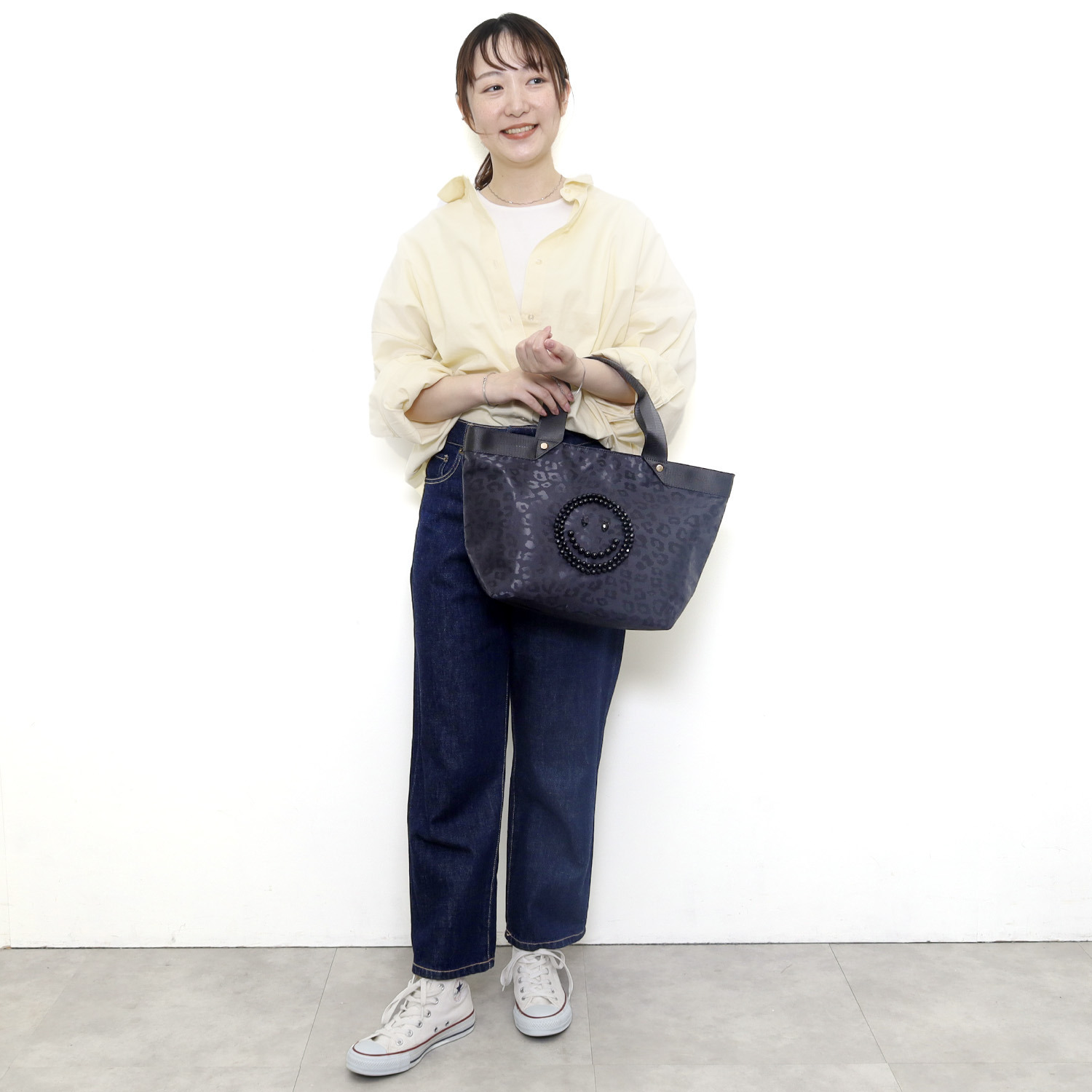 クーコ スマイリーフェイス キラキラデコ トートバッグ