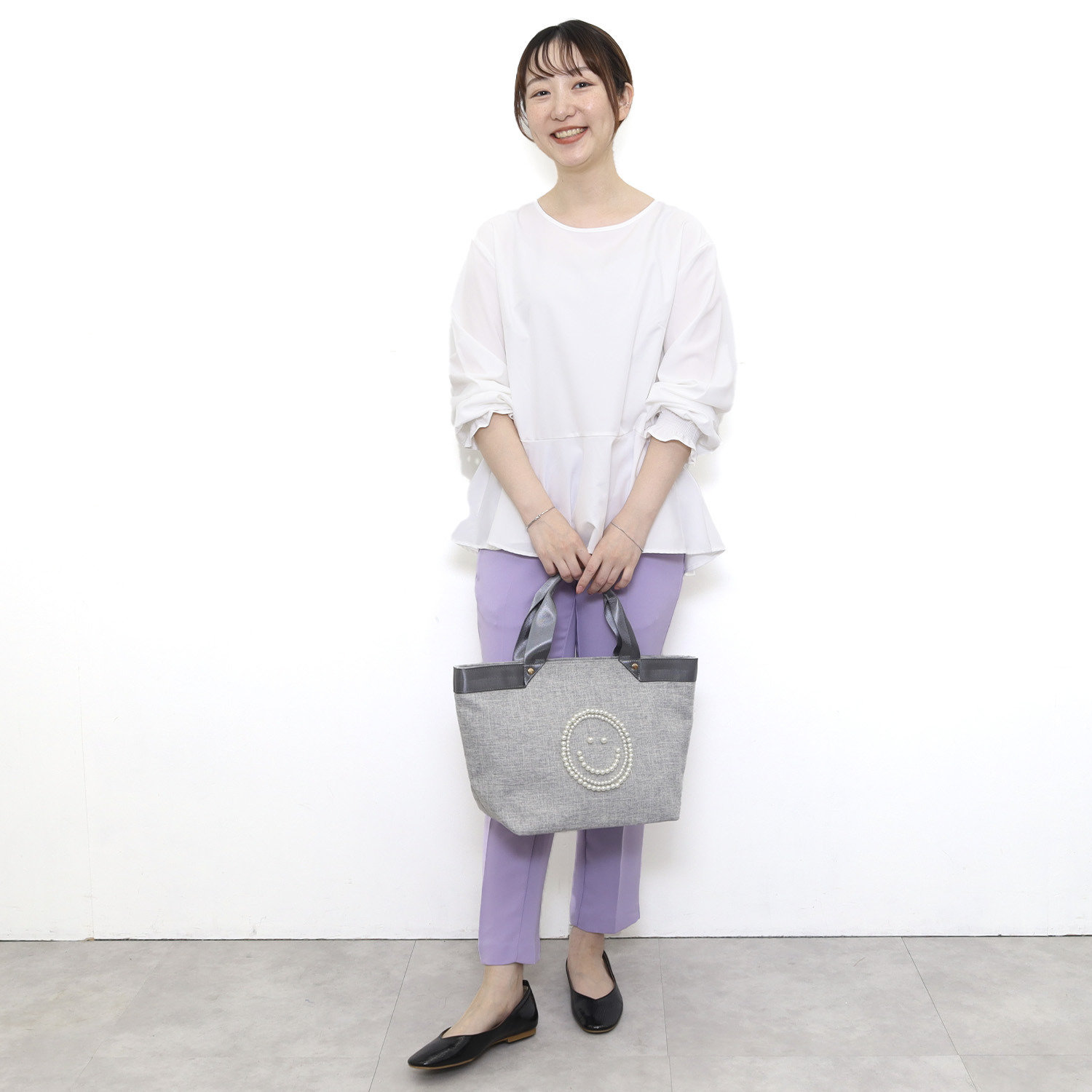 クーコ スマイリーフェイス キラキラデコ トートバッグ