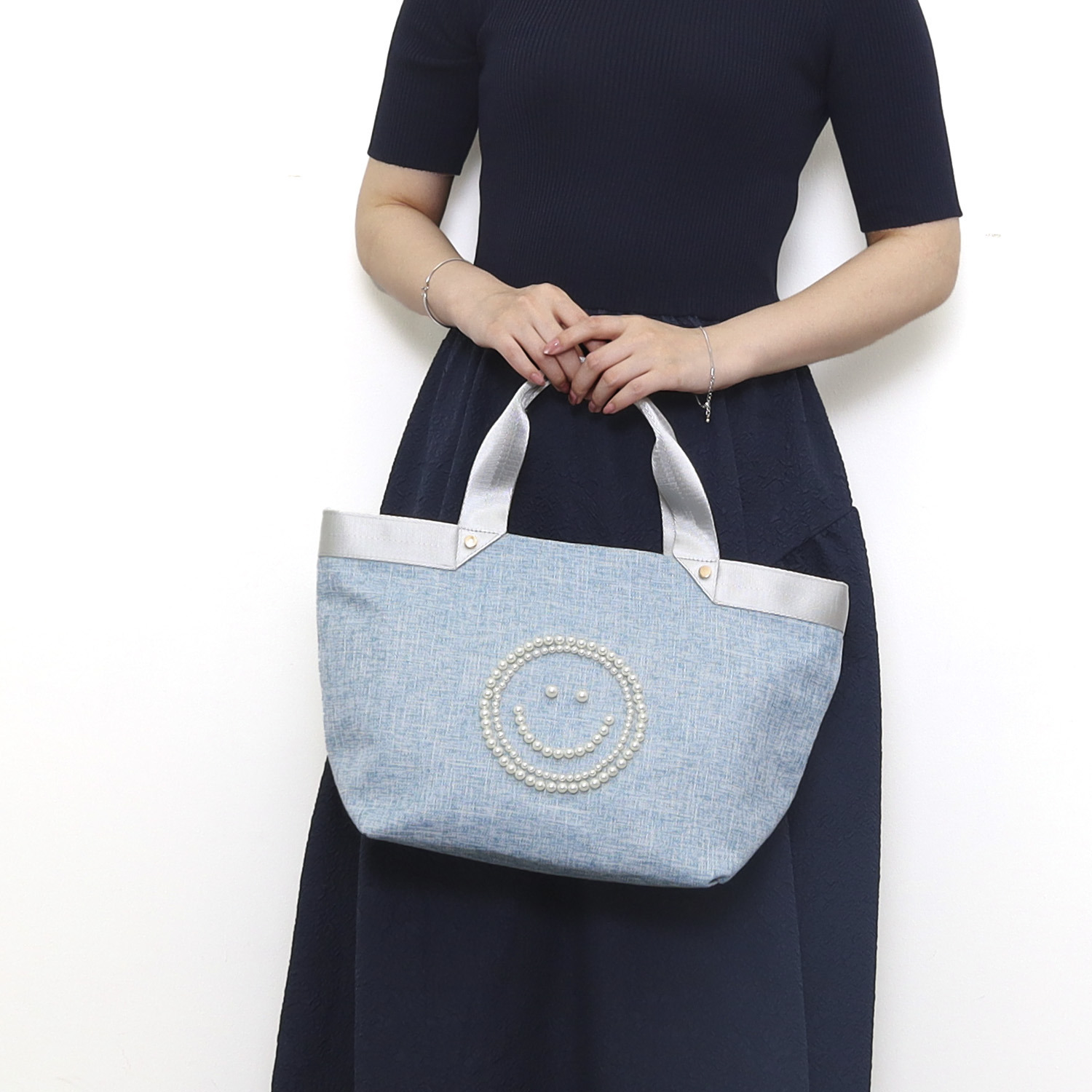 クーコ スマイリーフェイス キラキラデコ トートバッグ