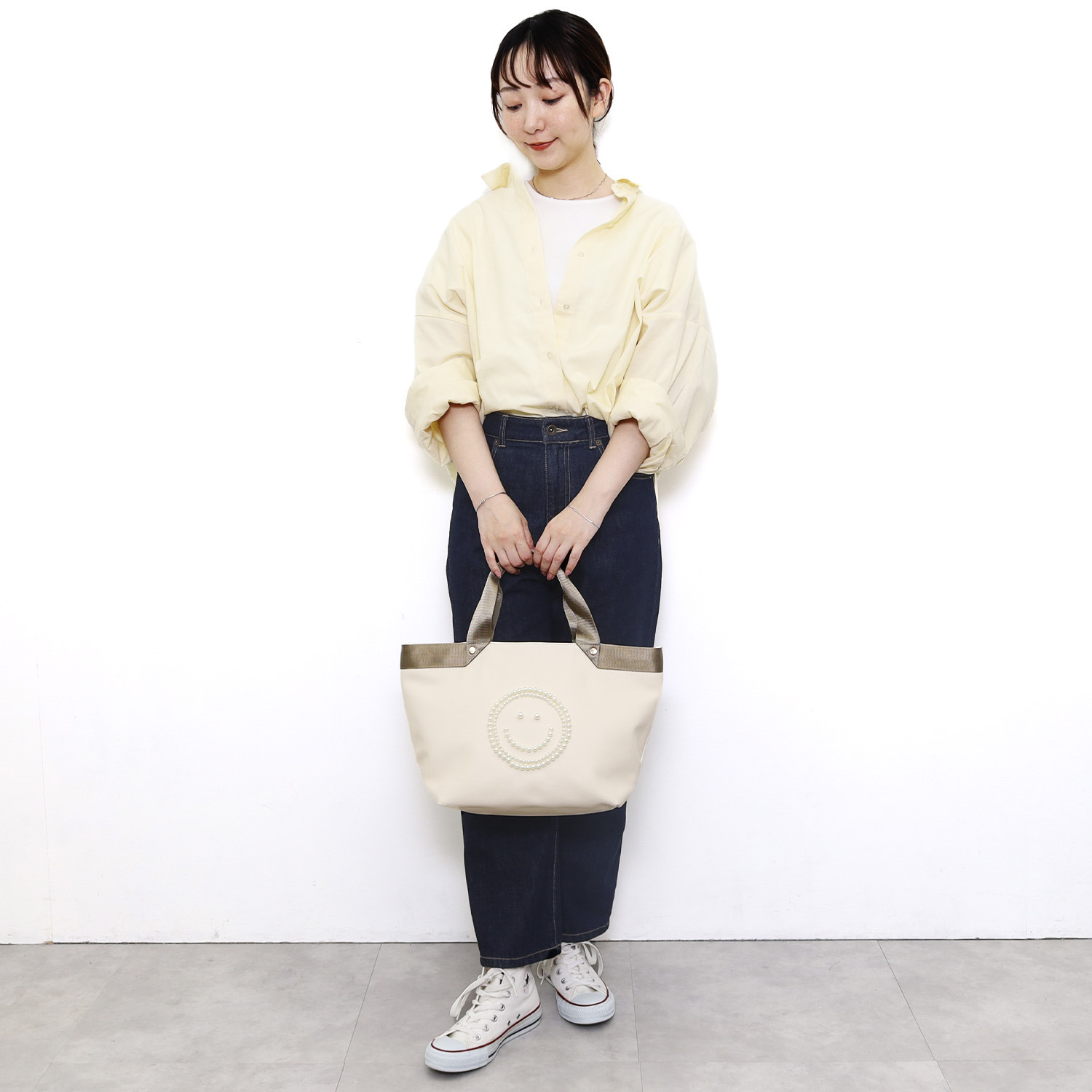 クーコ スマイリーフェイス キラキラデコ トートバッグ