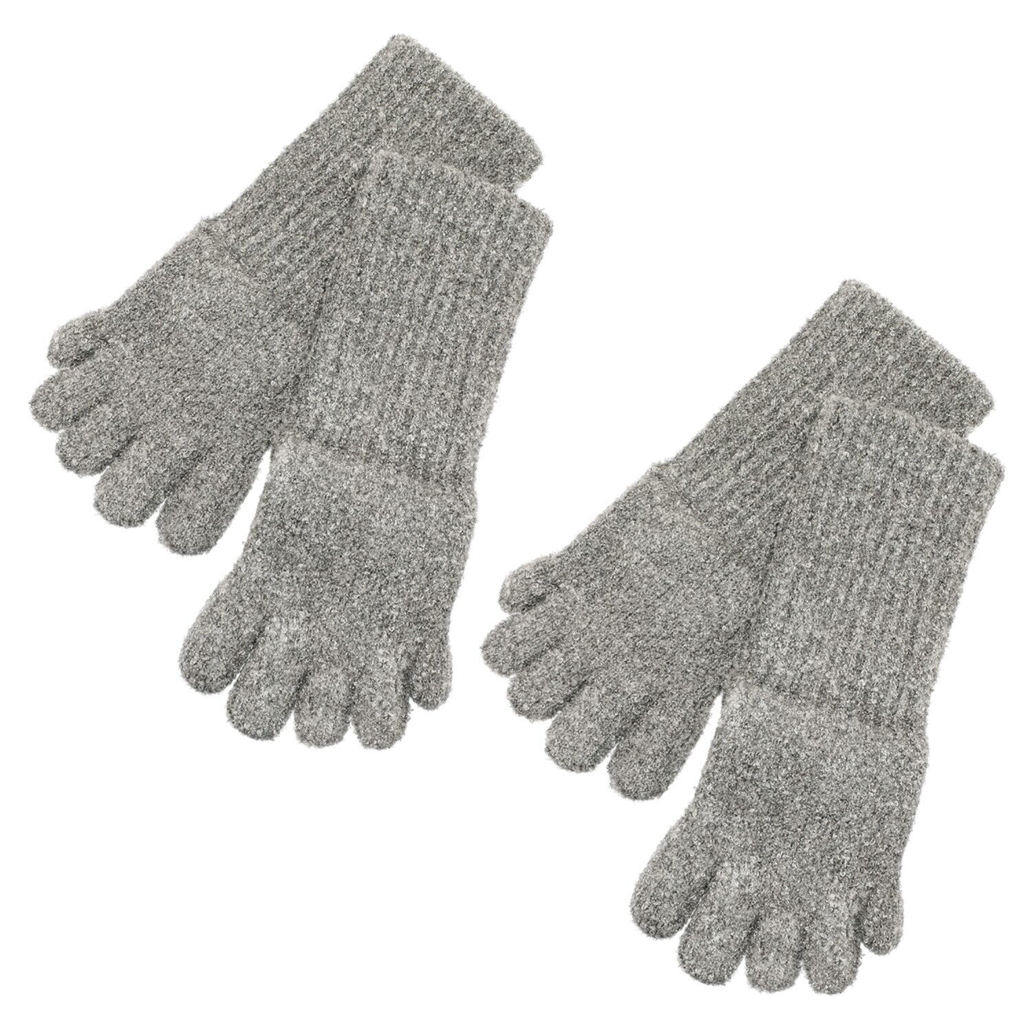 手ぶくろ職人のこだわり！ 指先までふわふわ裏起毛の モコモコあったか ５本指ソックス 同色２足セット