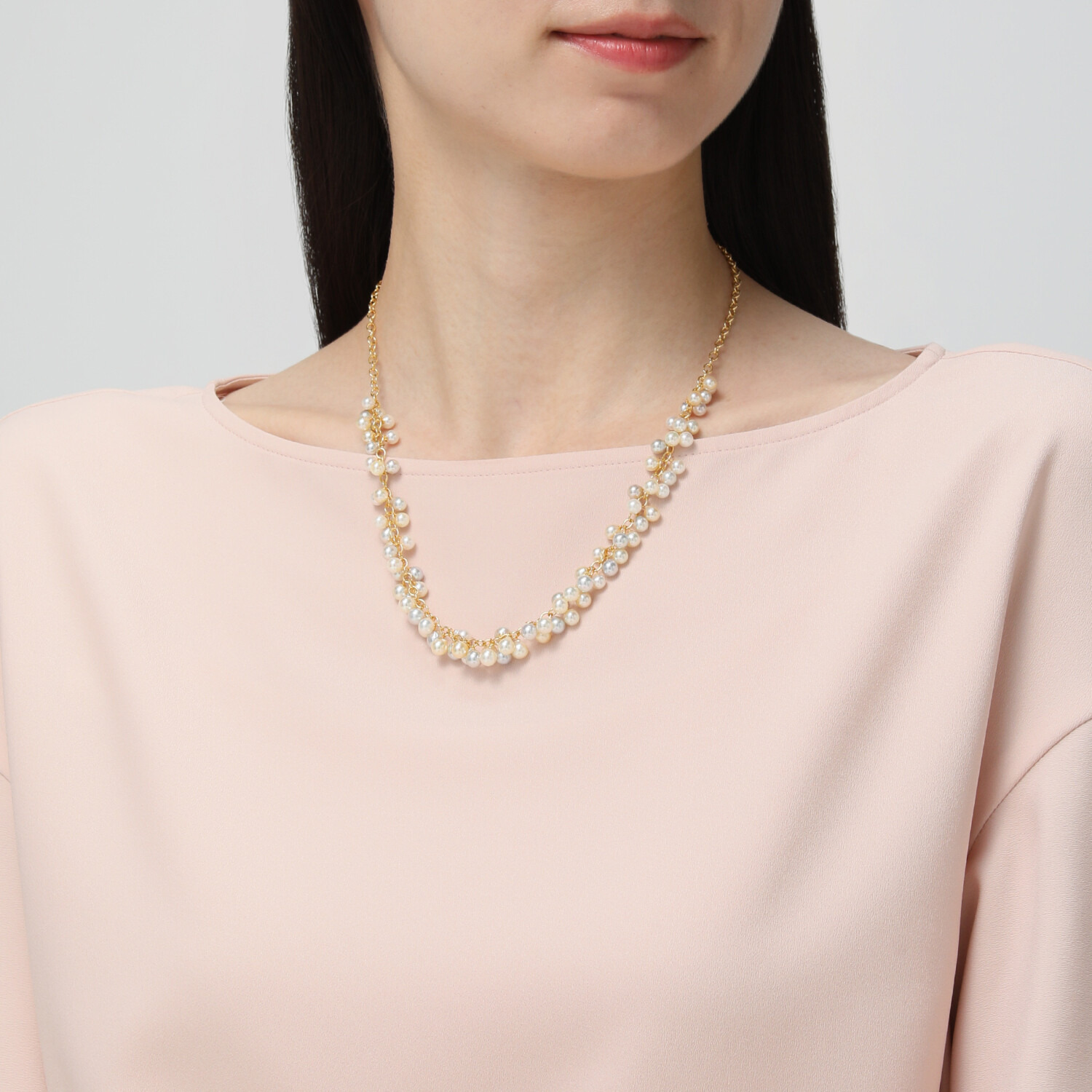 パール　ユリマ ハロン湾産 無調色越物 ベビーアコヤパール マルチカラーデザイン ネックレス