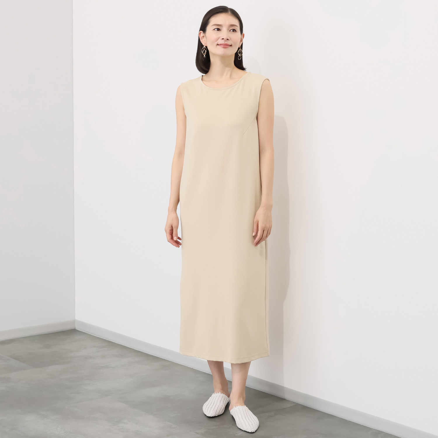 フレニス 接触冷感 着回し力抜群！ こだわりパターンの ノースリーブワンピース