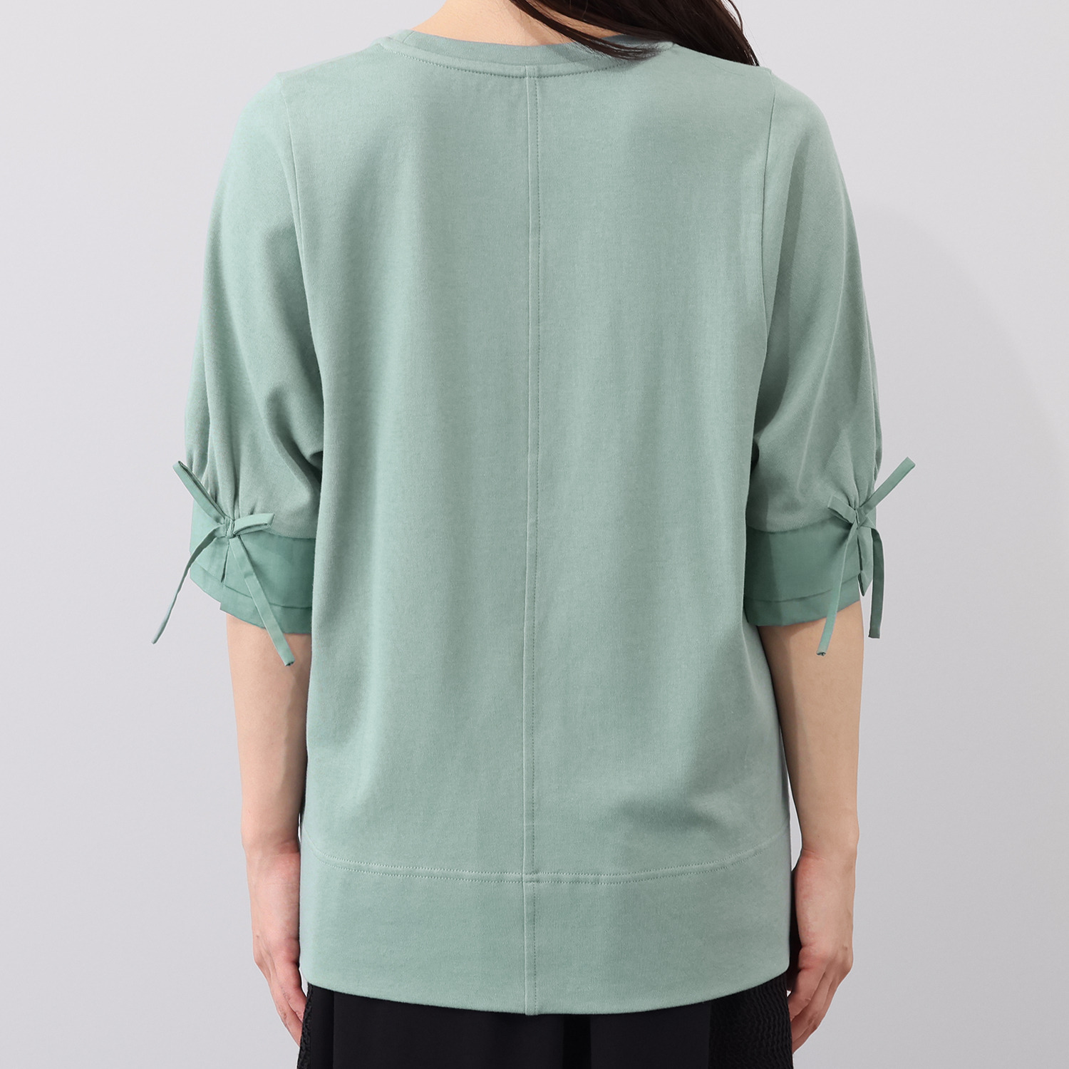 リサリサ コットンスムース 袖コンシャス リボンアクセント プルオーバー