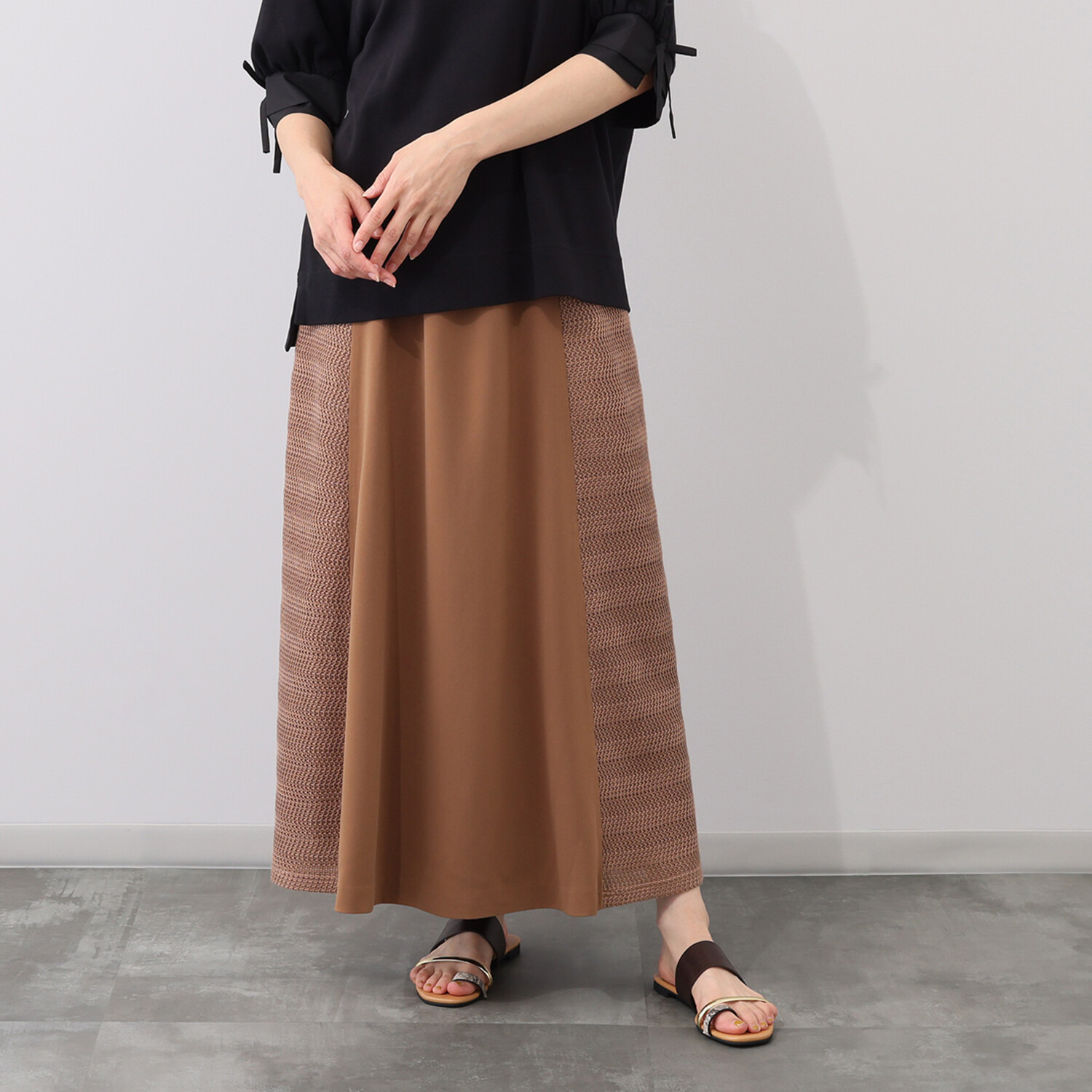 リサリサ 大人ジョーゼット ラッセルレース切替 セミフレアースカート