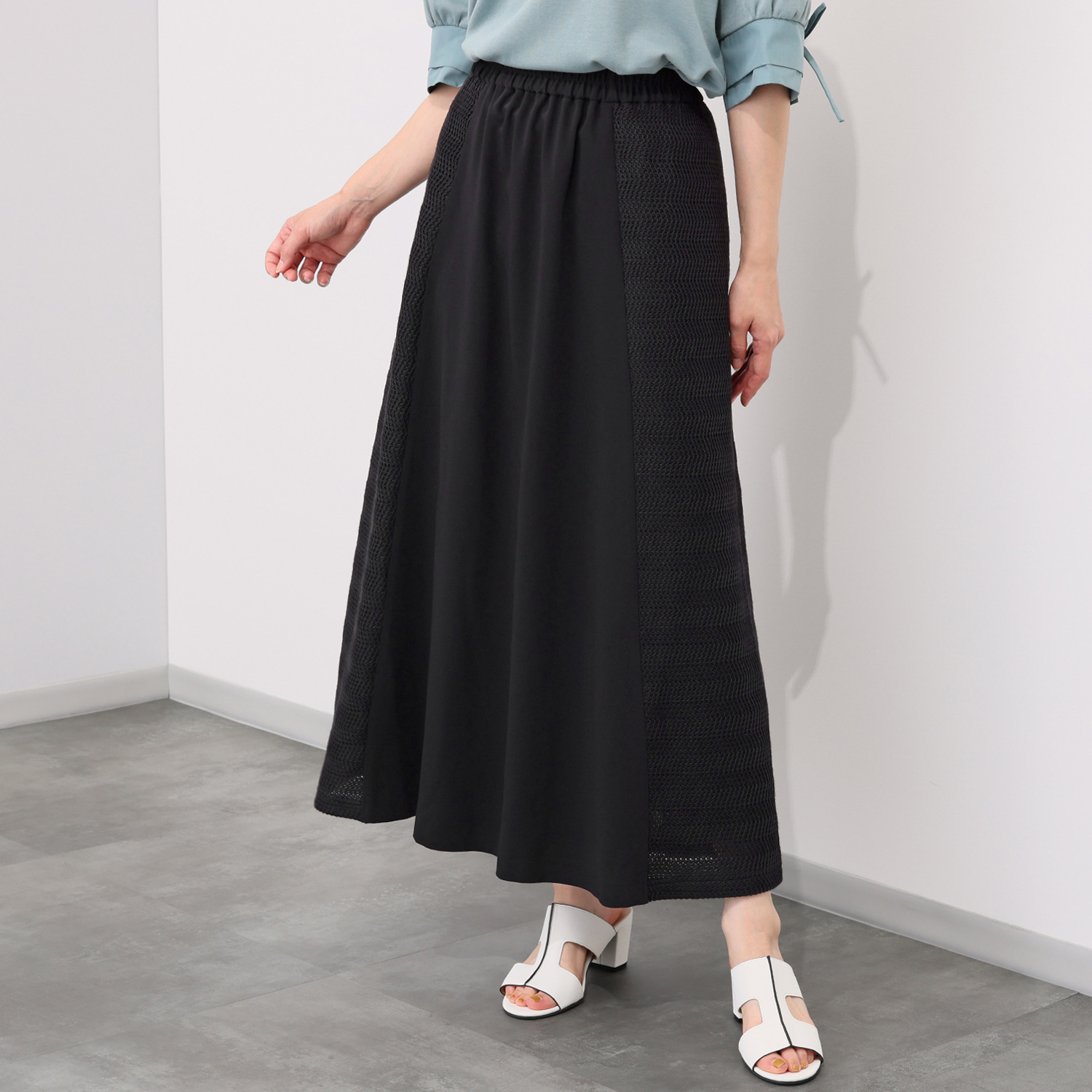 リサリサ 大人ジョーゼット ラッセルレース切替 セミフレアースカート