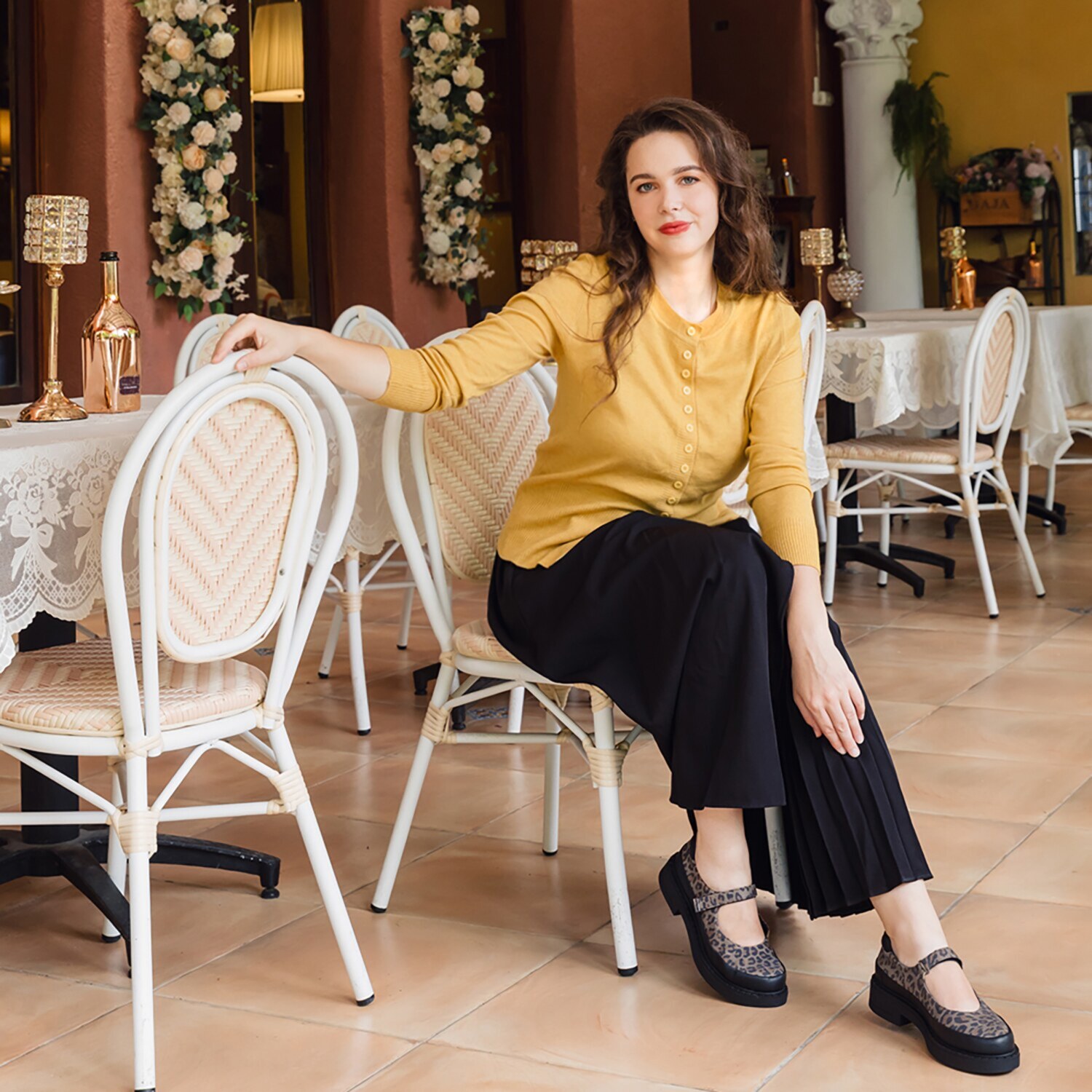 ブソラ はっ水 山羊革 軽量ボリュームソール メリージェーンシューズ