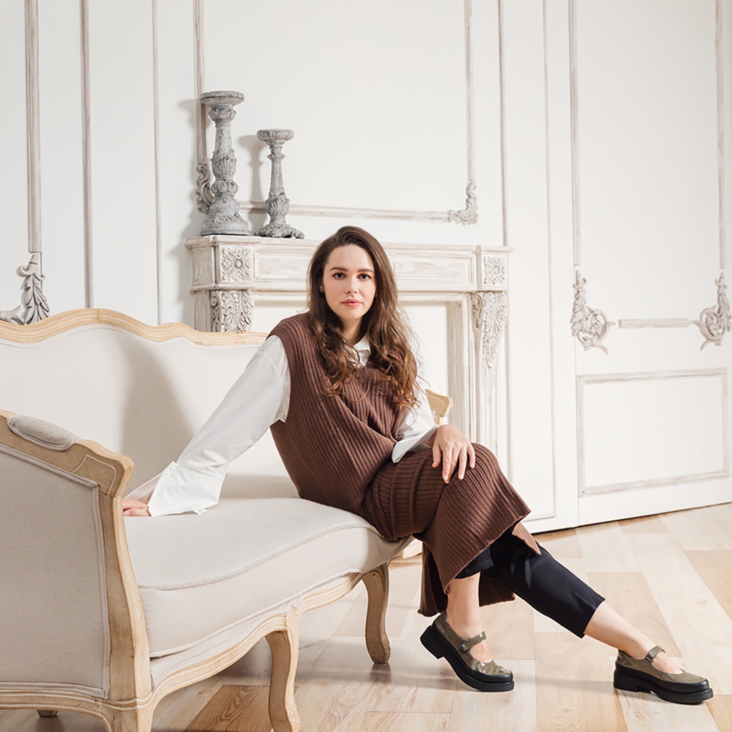 ブソラ はっ水 山羊革 軽量ボリュームソール メリージェーンシューズ