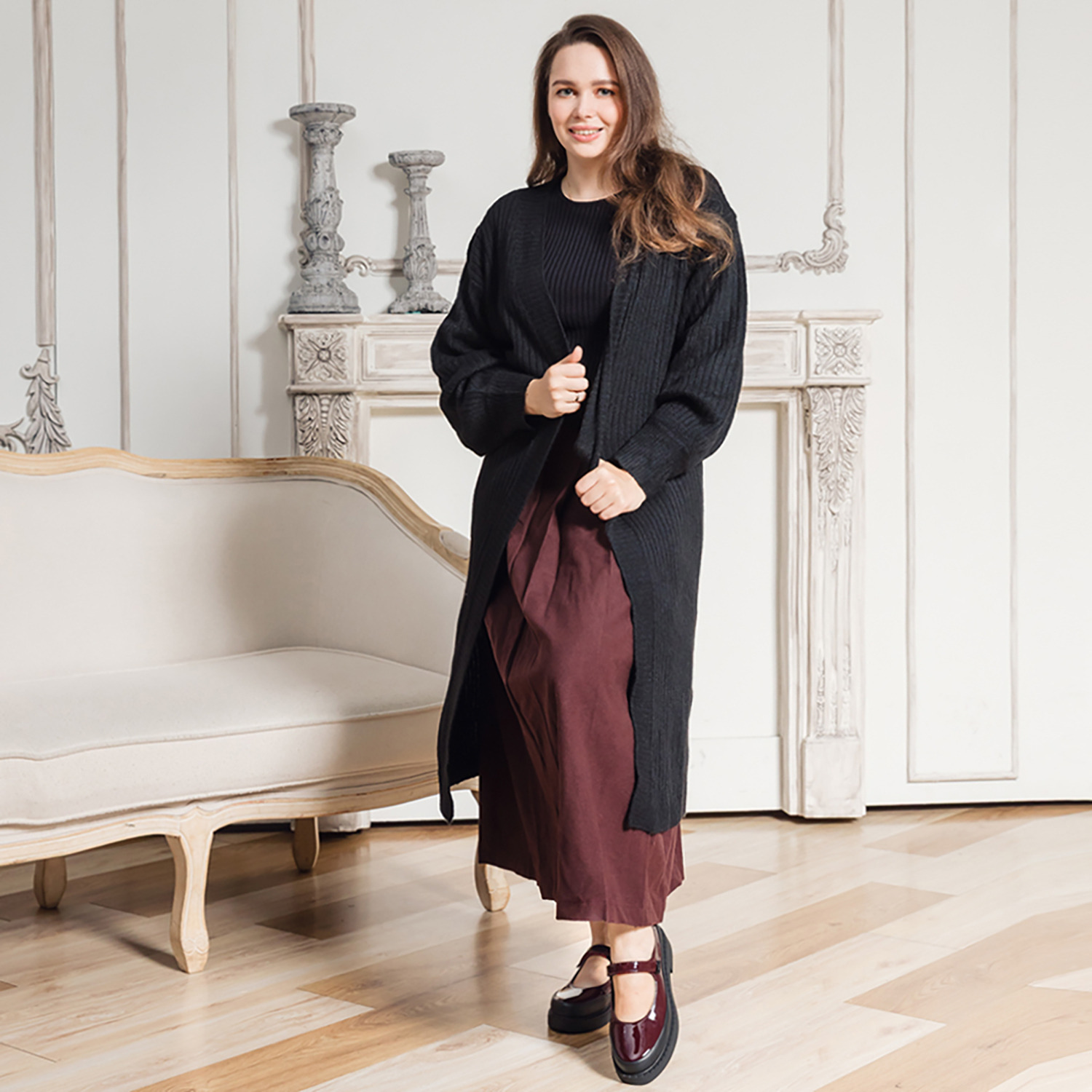 ブソラ はっ水 山羊革 軽量ボリュームソール メリージェーンシューズ