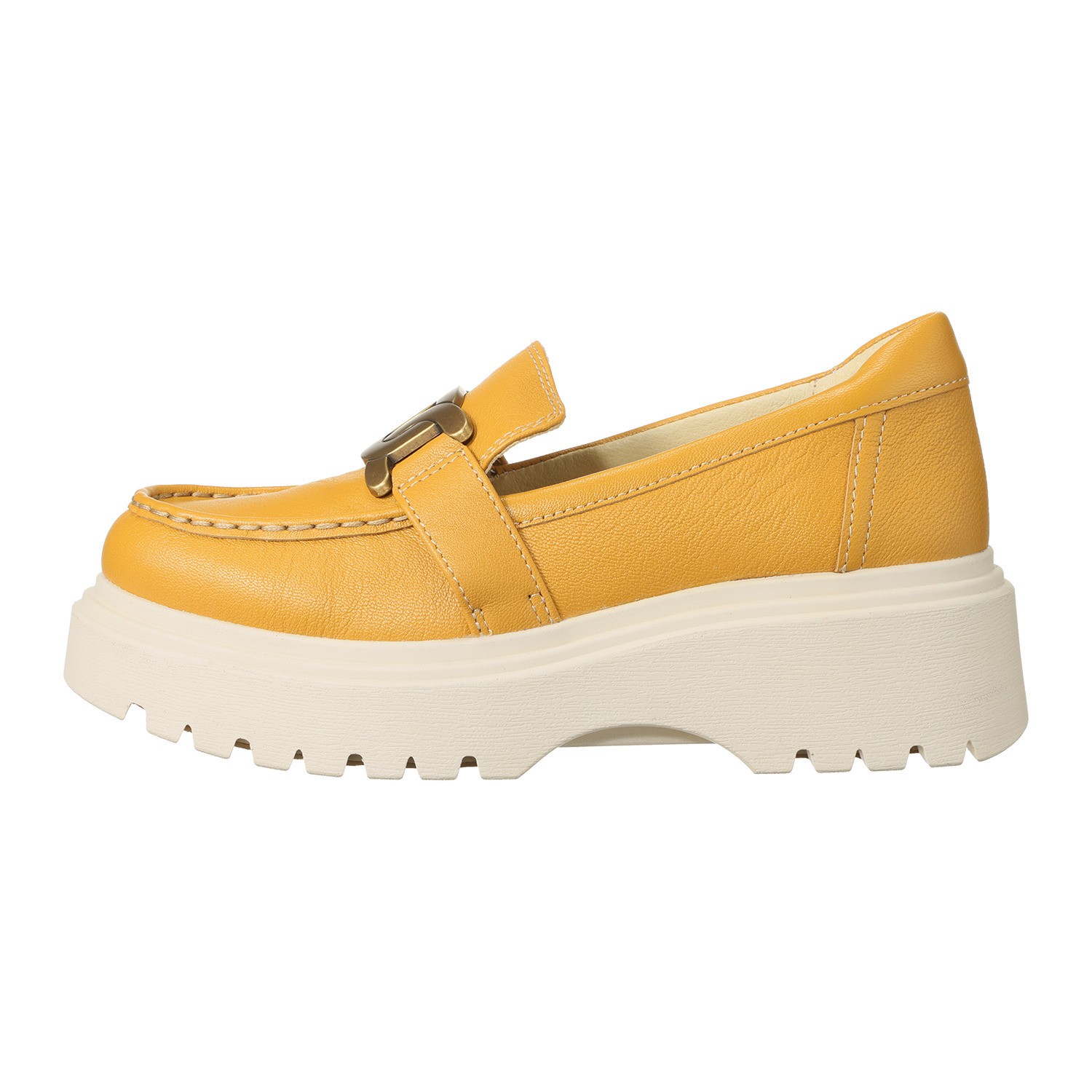 ブソラ はっ水　山羊革　軽量 スーパーボリュームソール チェーンバックル ローファー