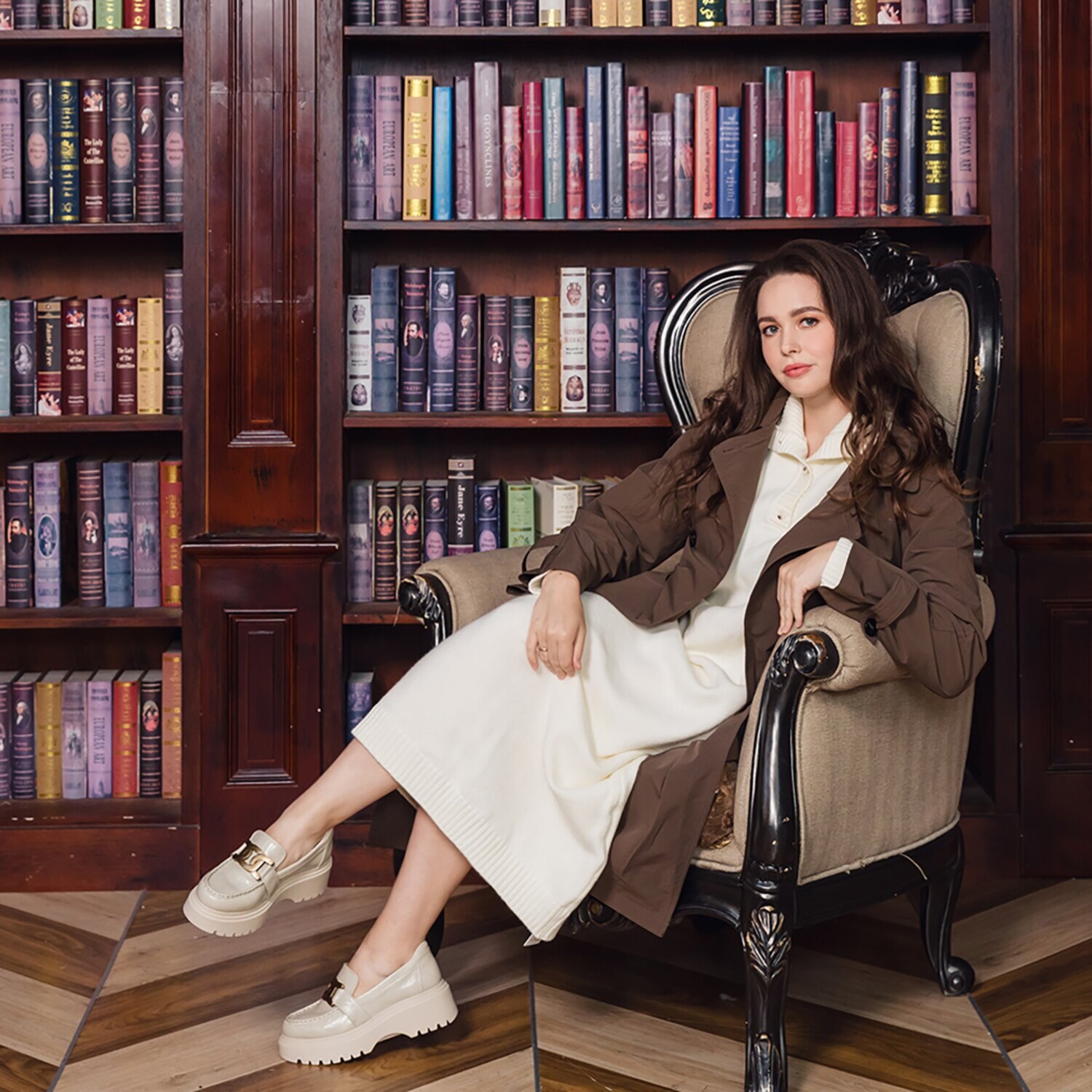 ブソラ はっ水　山羊革　軽量 スーパーボリュームソール チェーンバックル ローファー