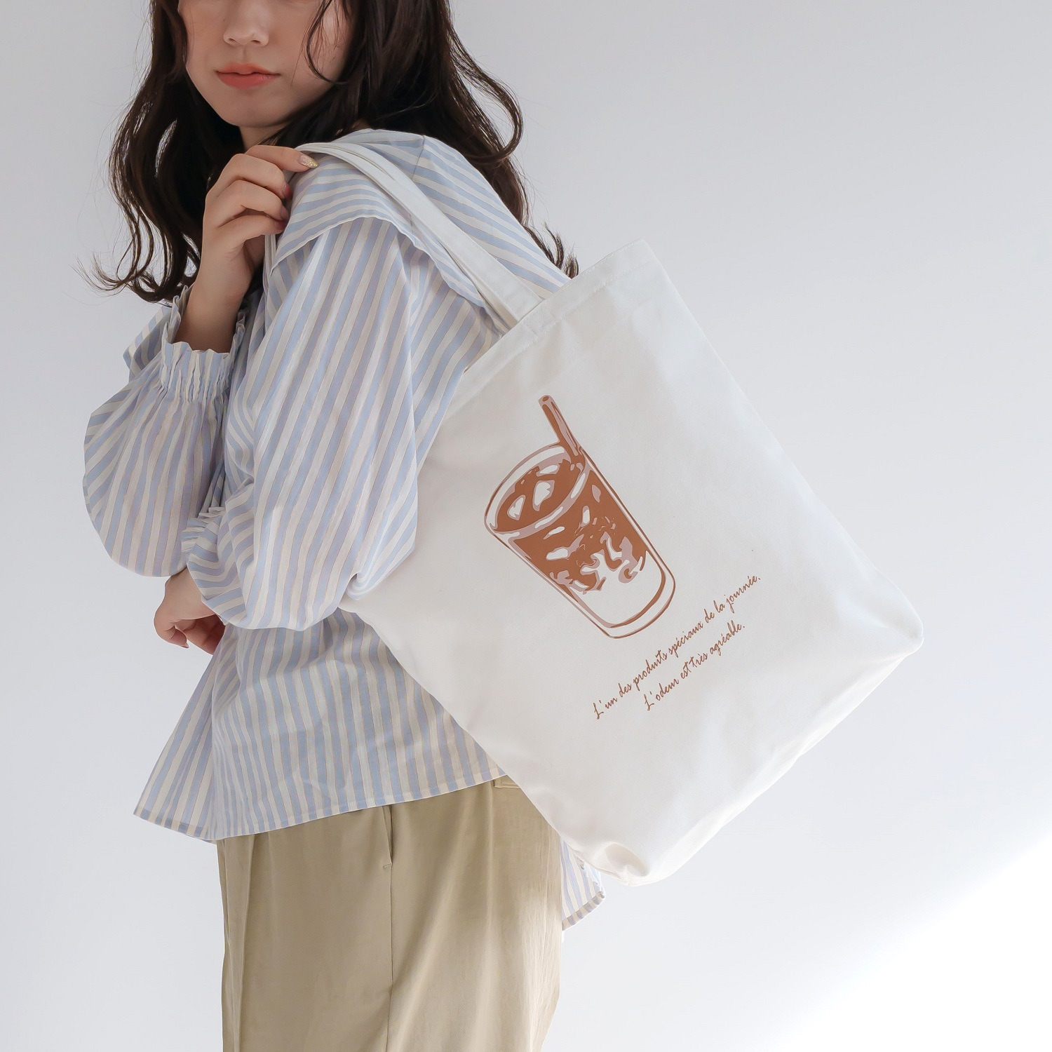 かわいい雑貨屋さん グロリア カフェプリント スリーポケット トートバッグ