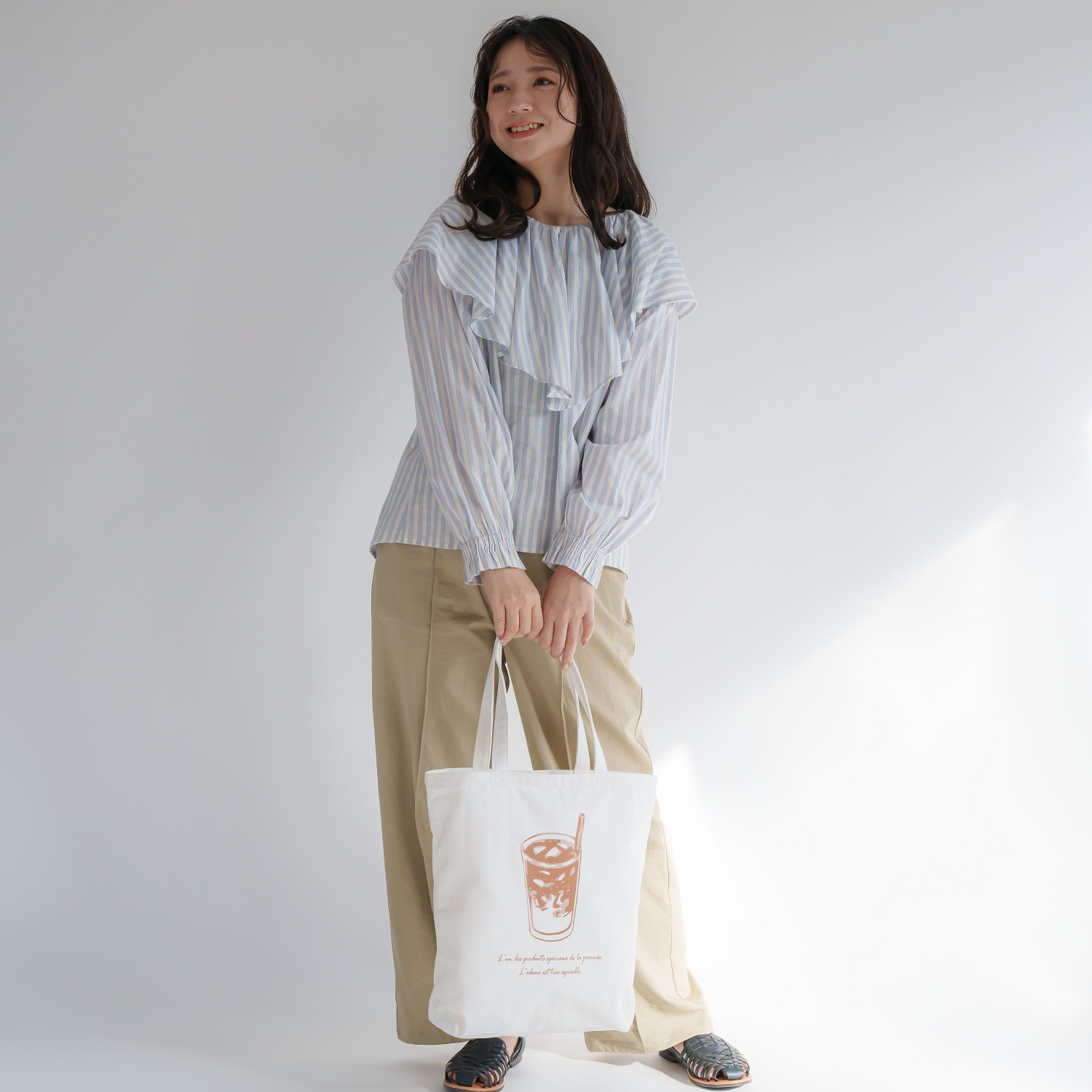 かわいい雑貨屋さん グロリア カフェプリント スリーポケット トートバッグ