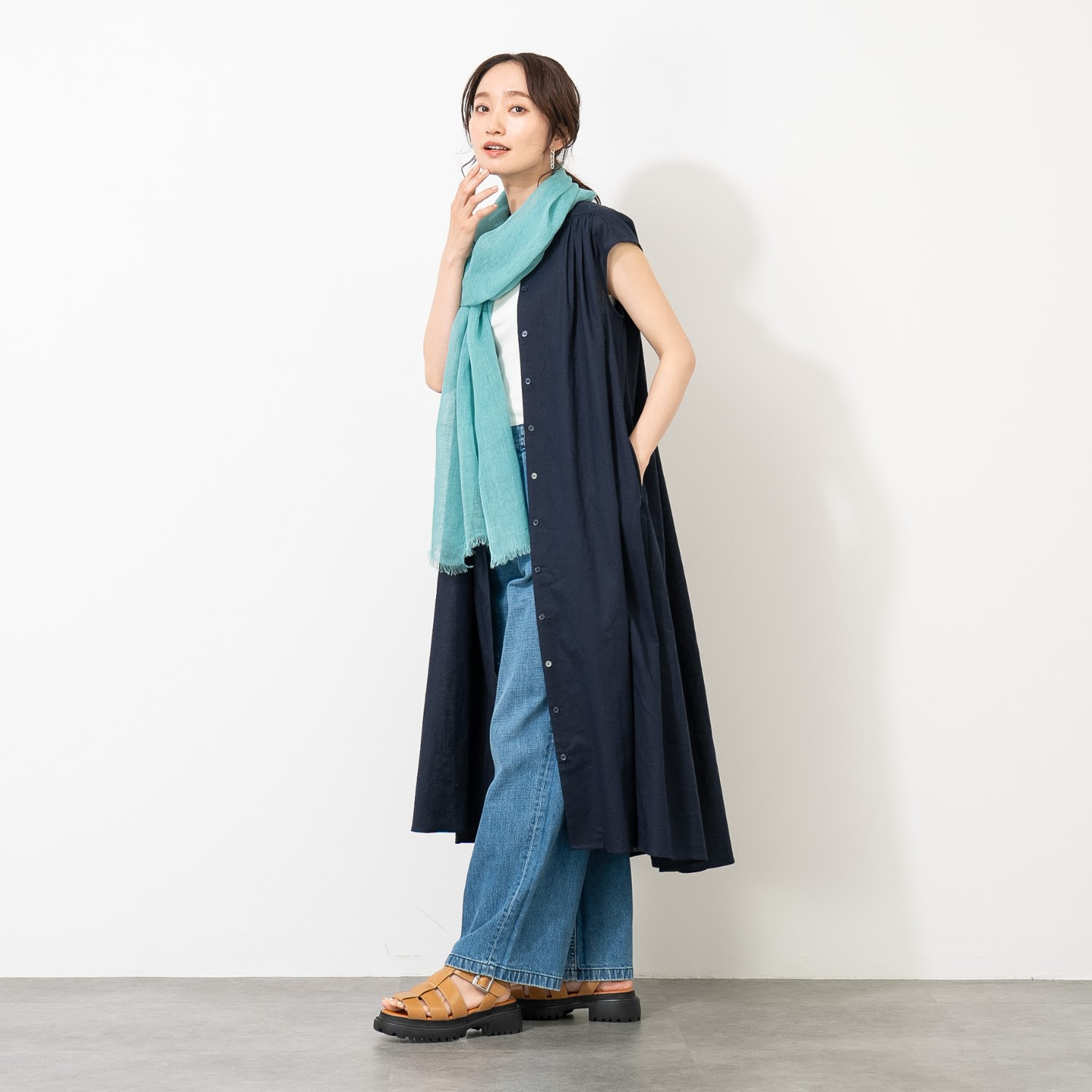 ティエドゥール さらさら＆涼やか フレンチリネン１００％ ストール