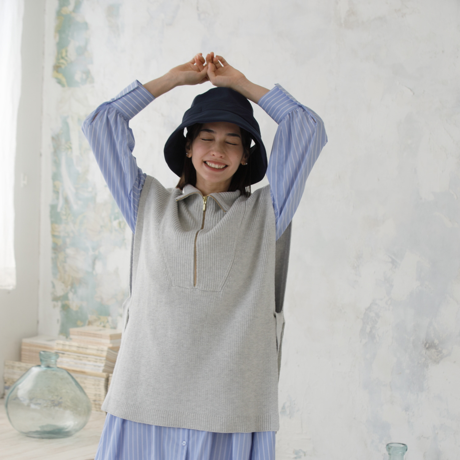 タイムクロス 日本製 快適　ＵＶカット・はっ水 ベルヌーイ 風が抜けるクロッシェ