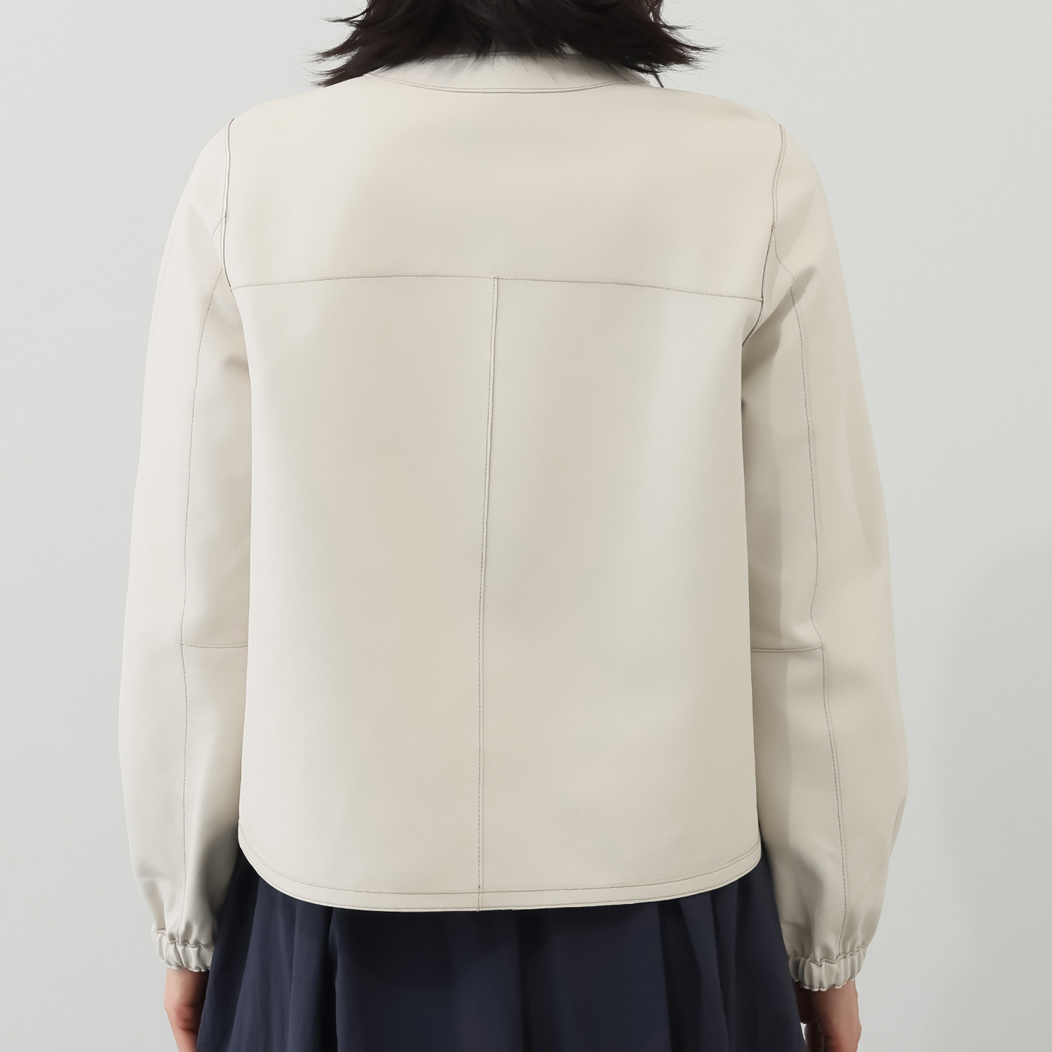 元町ゼラール 軽くてソフトな風合い！ トルコ産ラムレザー リバーシブルデザイン ギャザースリーブ ジャケット