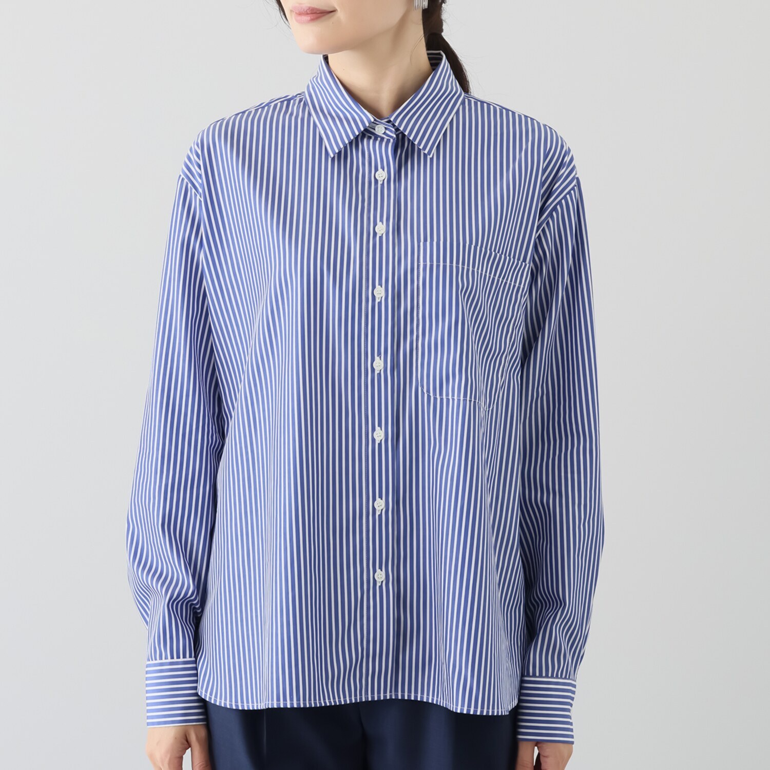 ロベルト　フリッドマン シルクプリント切替 ストライプシャツ