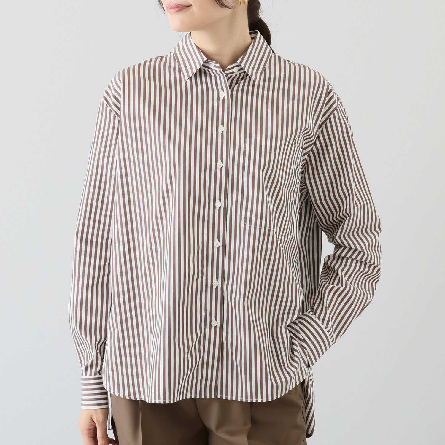 ロベルト　フリッドマン シルクプリント切替 ストライプシャツ